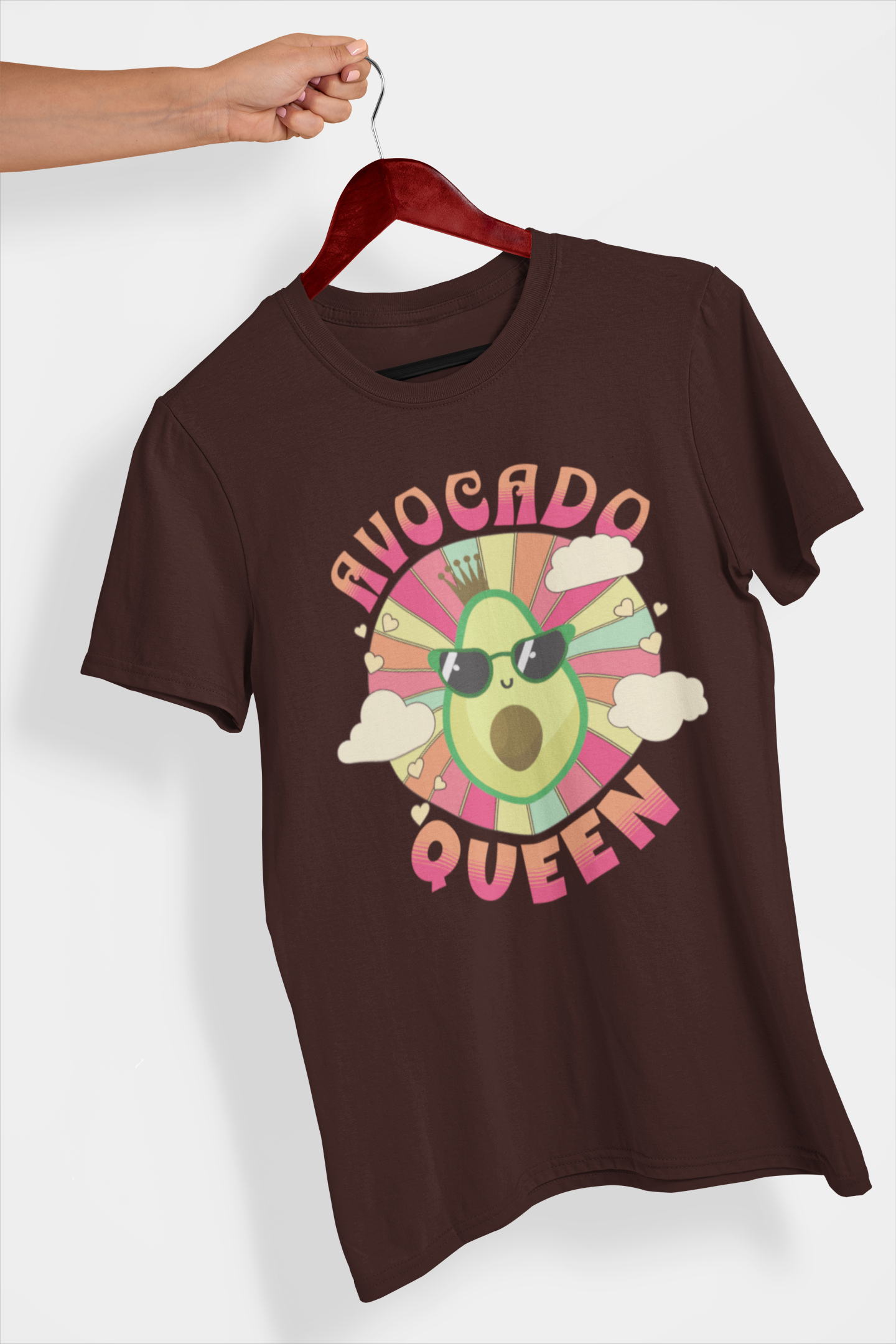 Avocado Queen Women's Printed T-Shirt Espresso Brown High & Humble