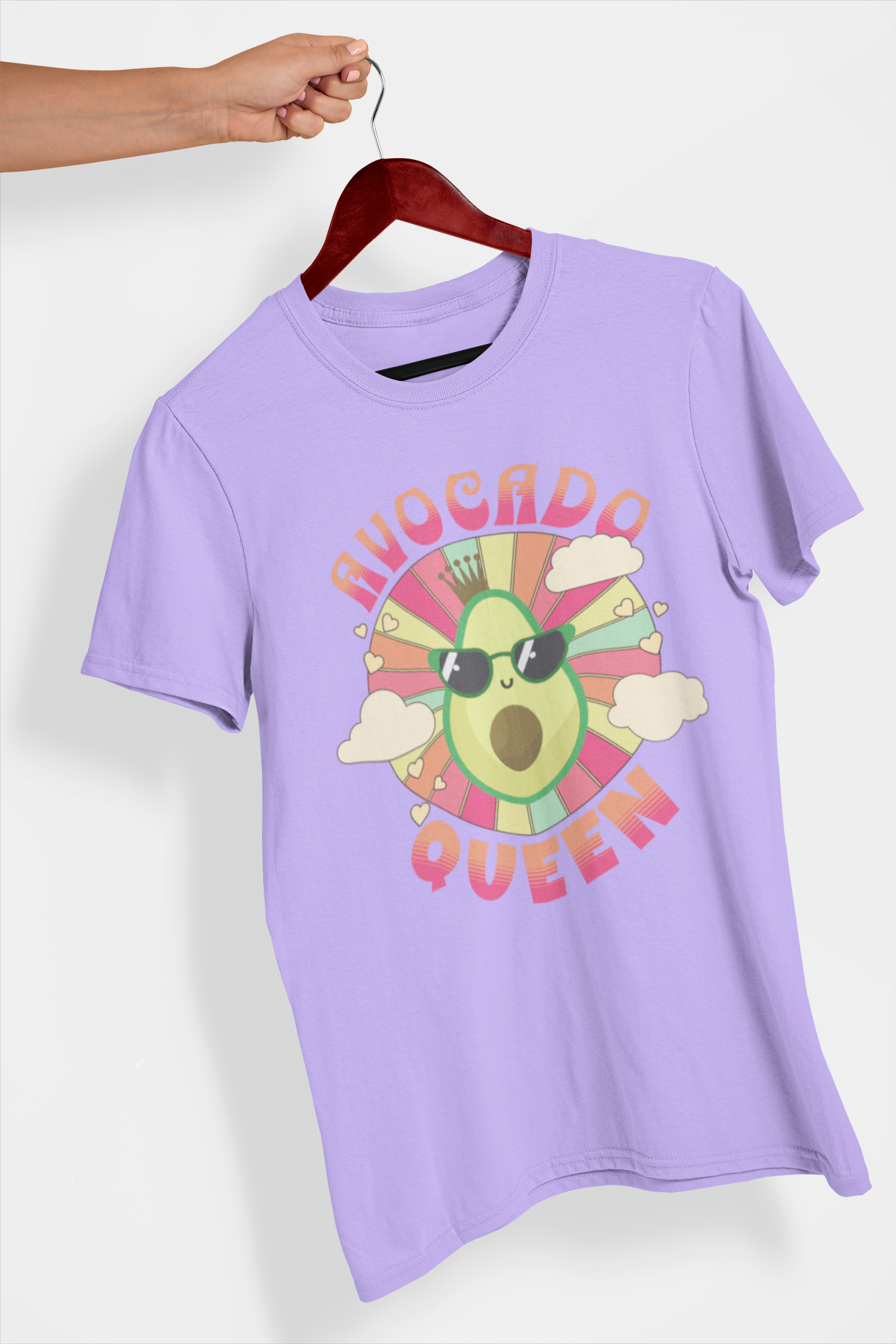 Avocado Queen Women's Printed T-Shirt Lilac Whisper High & Humble