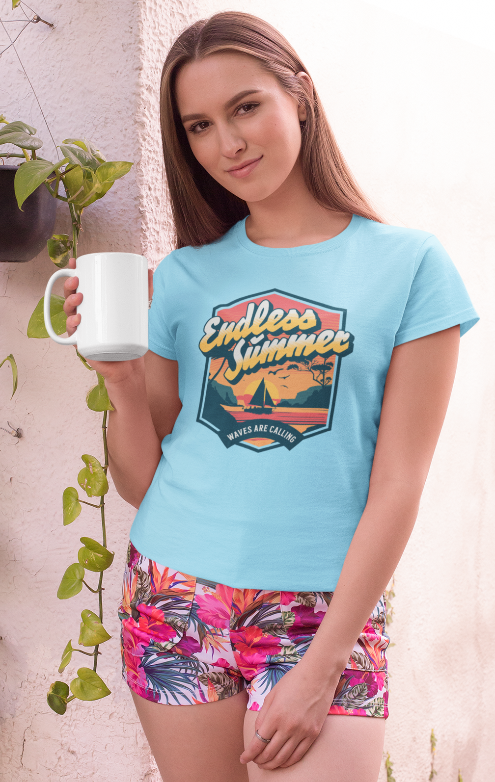 Endless Summer Women's Printed T-Shirt Bubbles Blue High & Humble Enterprises
