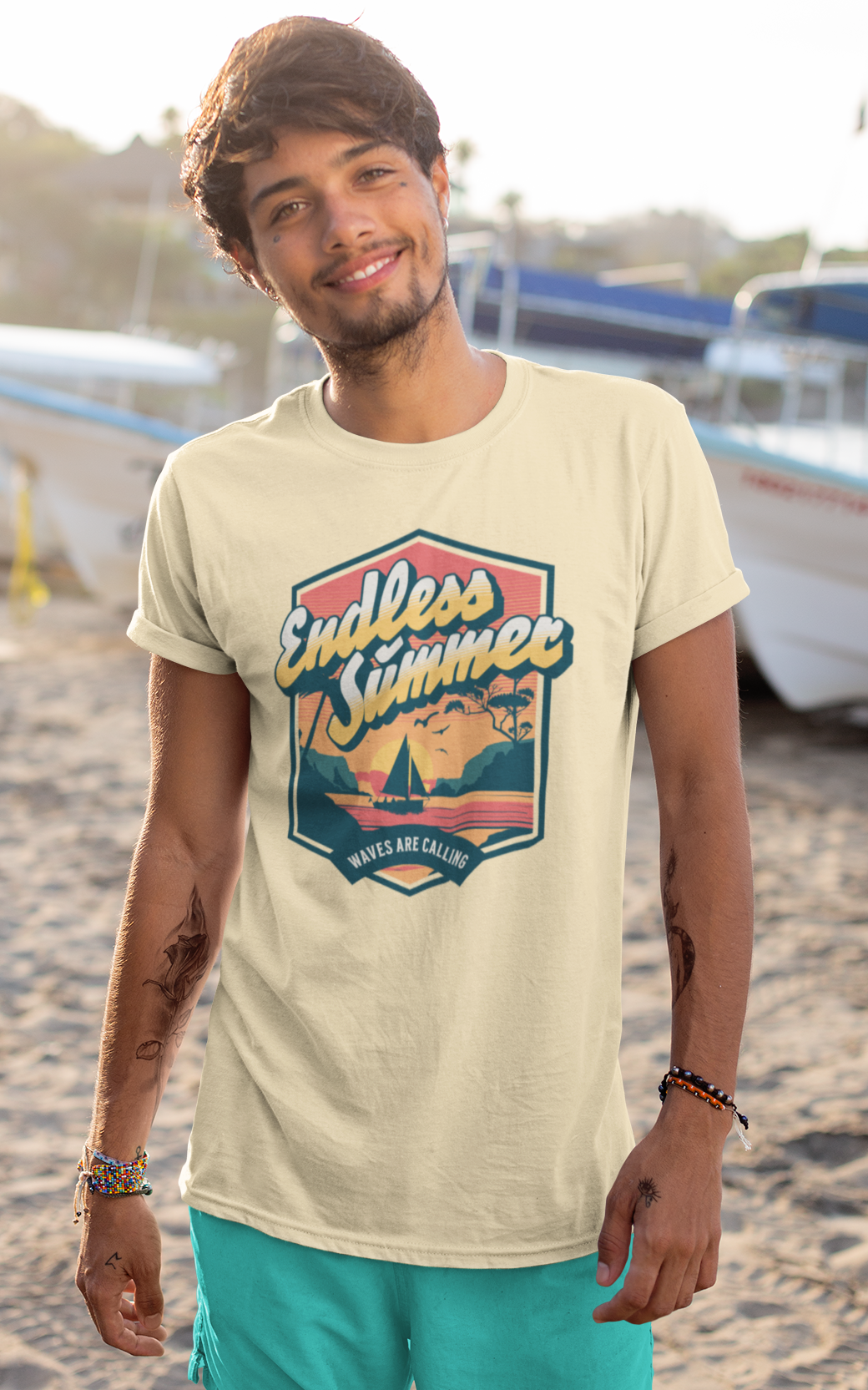 Endless Summer Men's Printed T-shirt Dune Beige High & Humble Enterprises