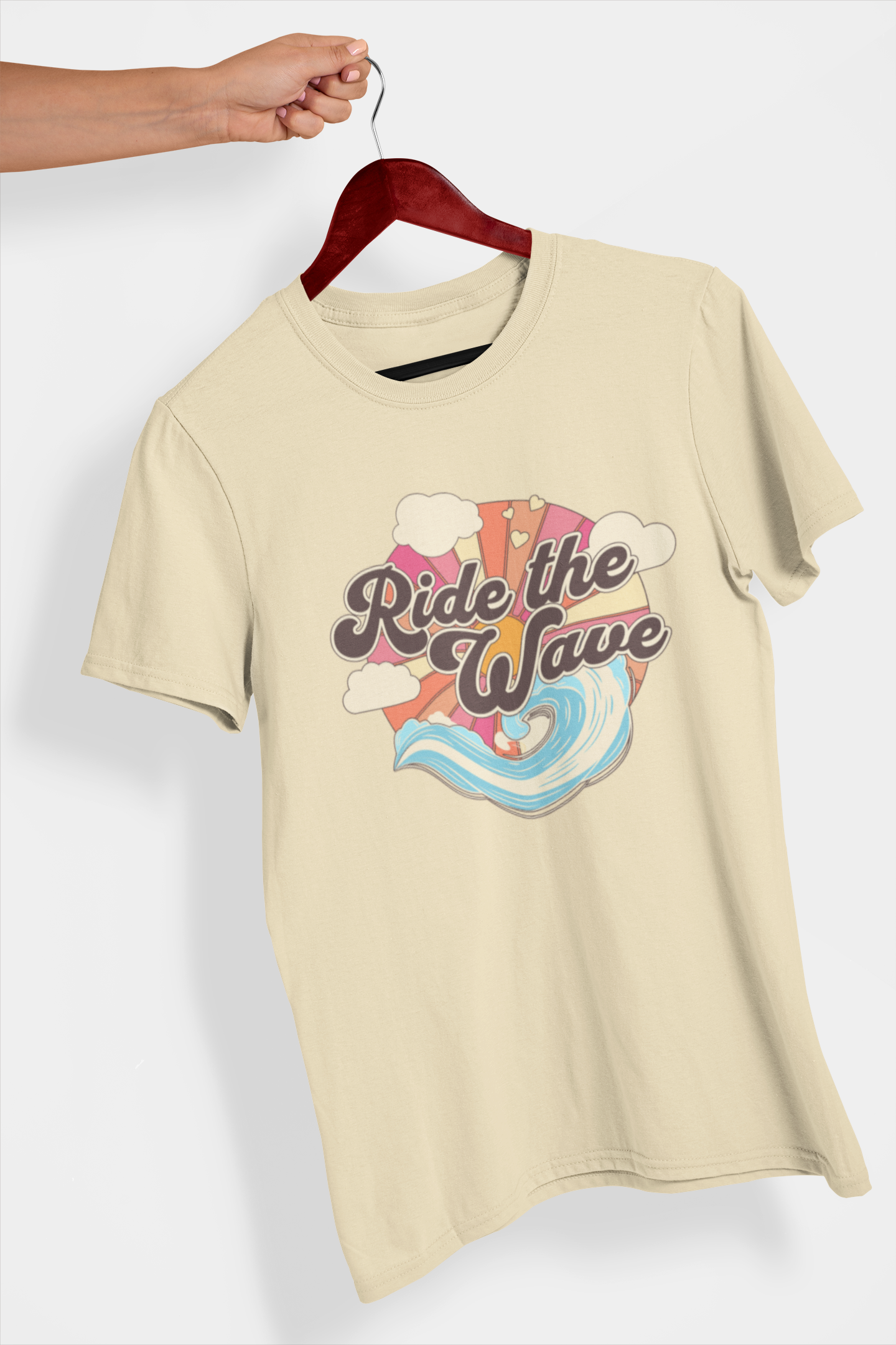 Ride The Wave Women's Printed T-Shirt Dune Beige High & Humble Enterprises