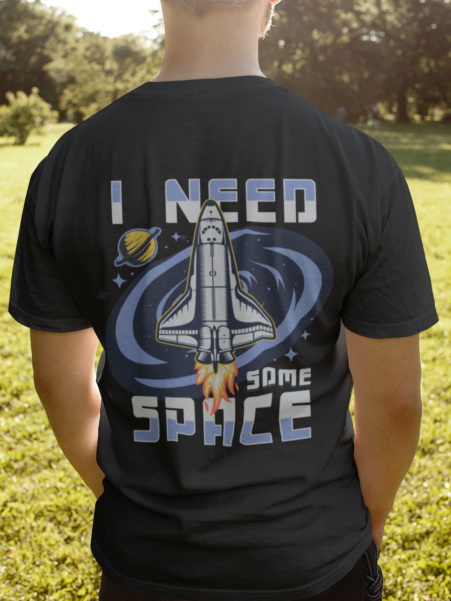 I Need Space Men's Oversized Printed T-Shirt