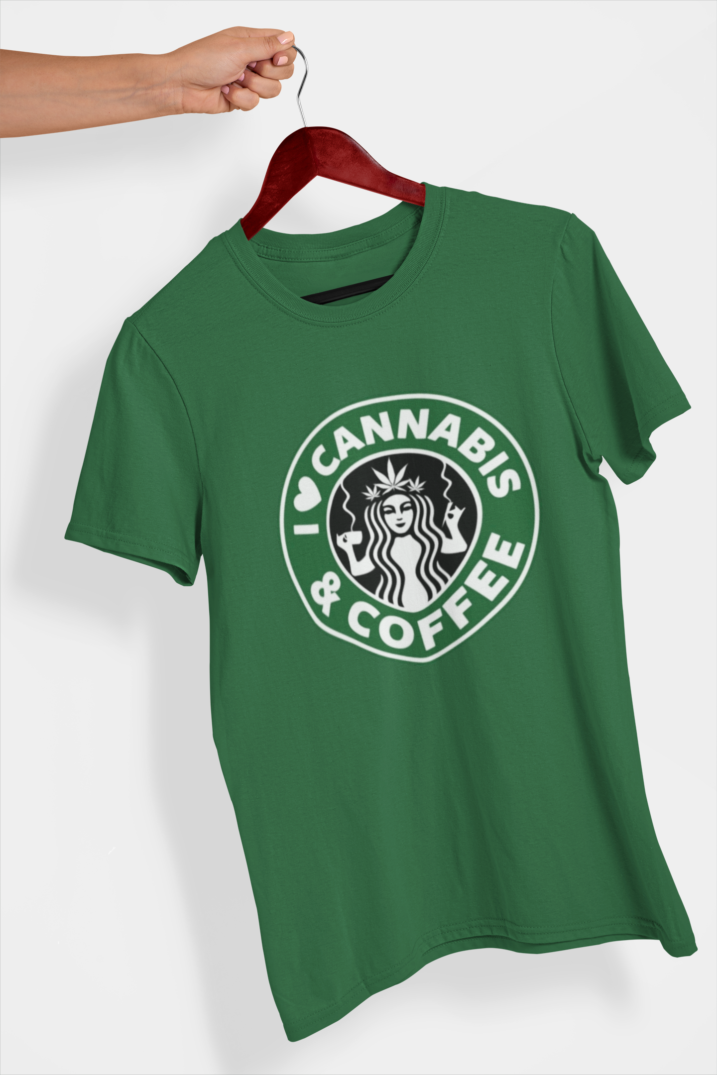 We Love Cannabis Women's Printed T-Shirt Moss Green High & Humble Enterprises