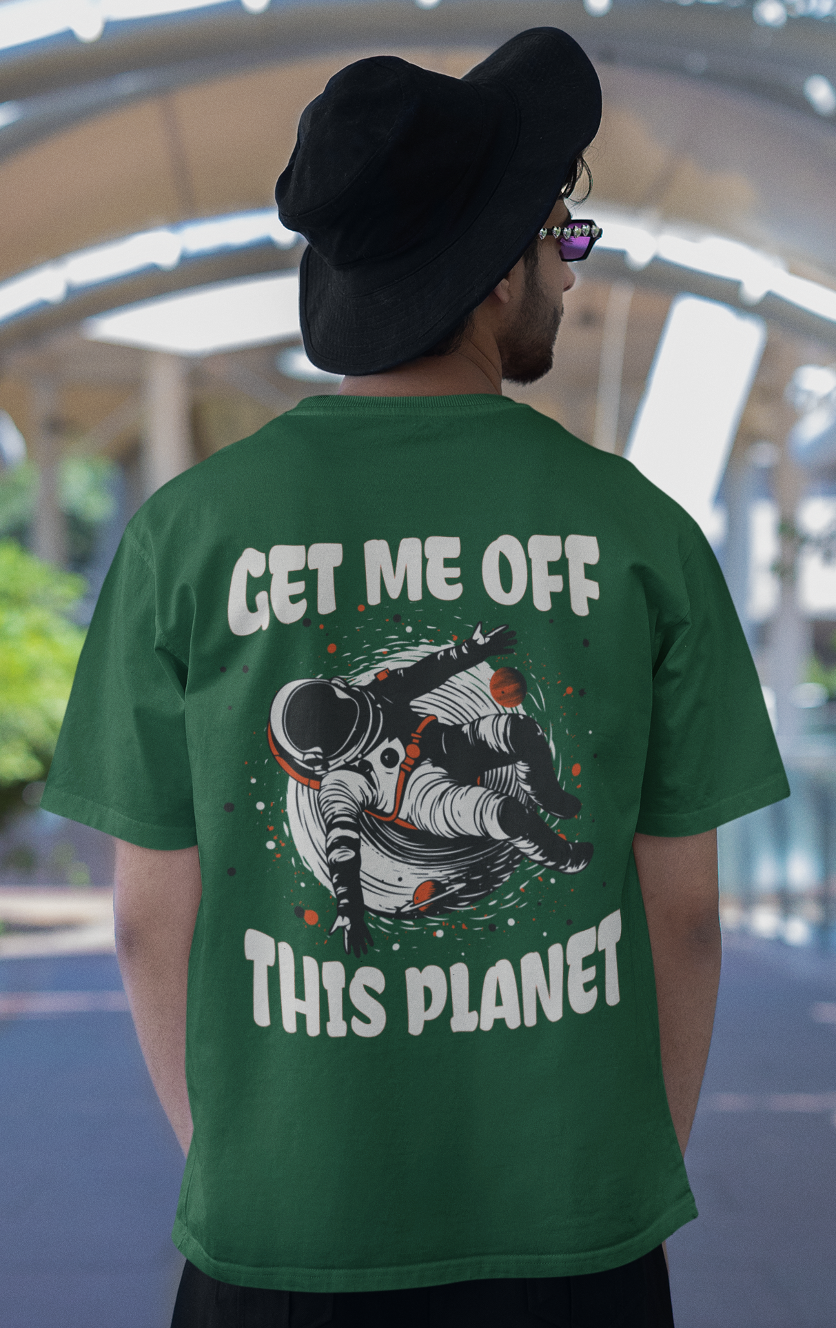 Get Me Off This Planet Men's Oversized Printed T-Shirt