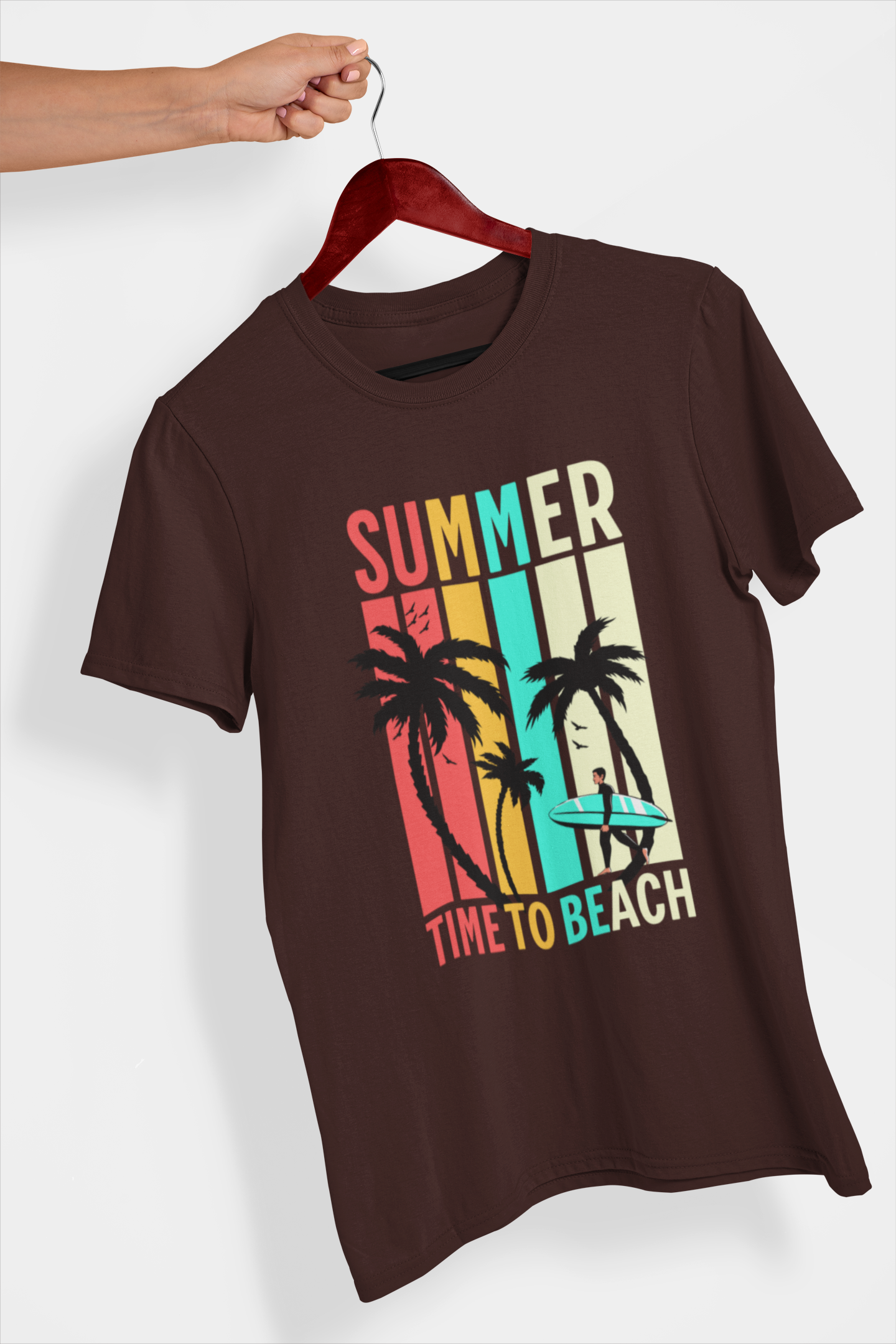 Time To Beach Men's Printed T-shirt Espresso Brown High & Humble Enterprises