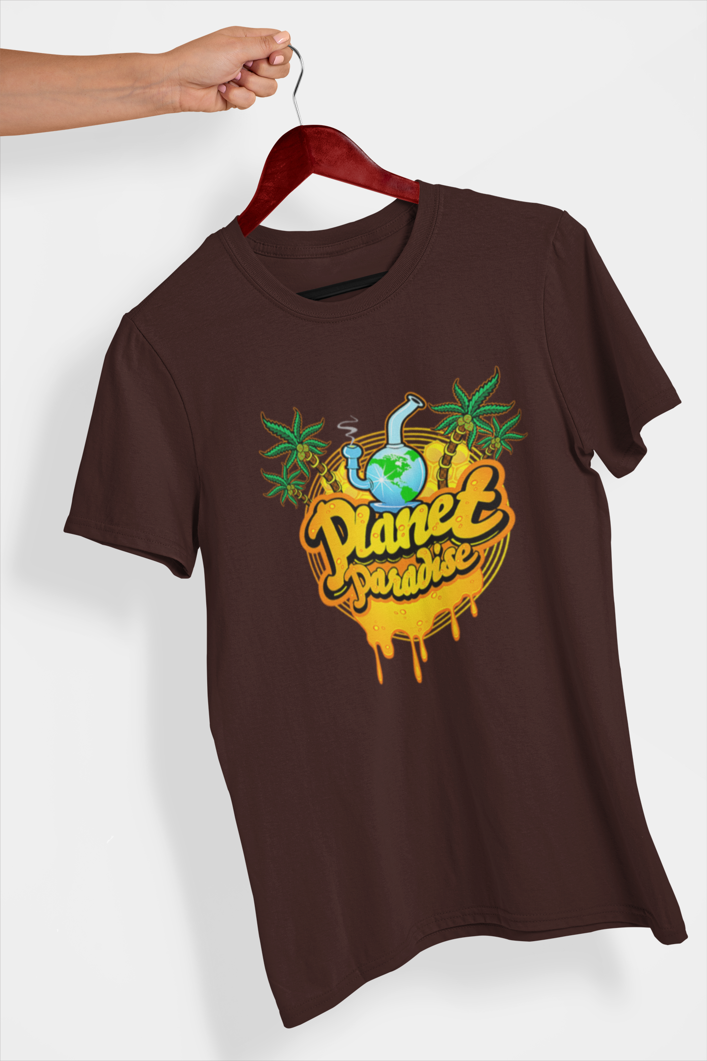 Planet Paradise Men's Printed T-shirt Espresso Brown High & Humble Enterprises