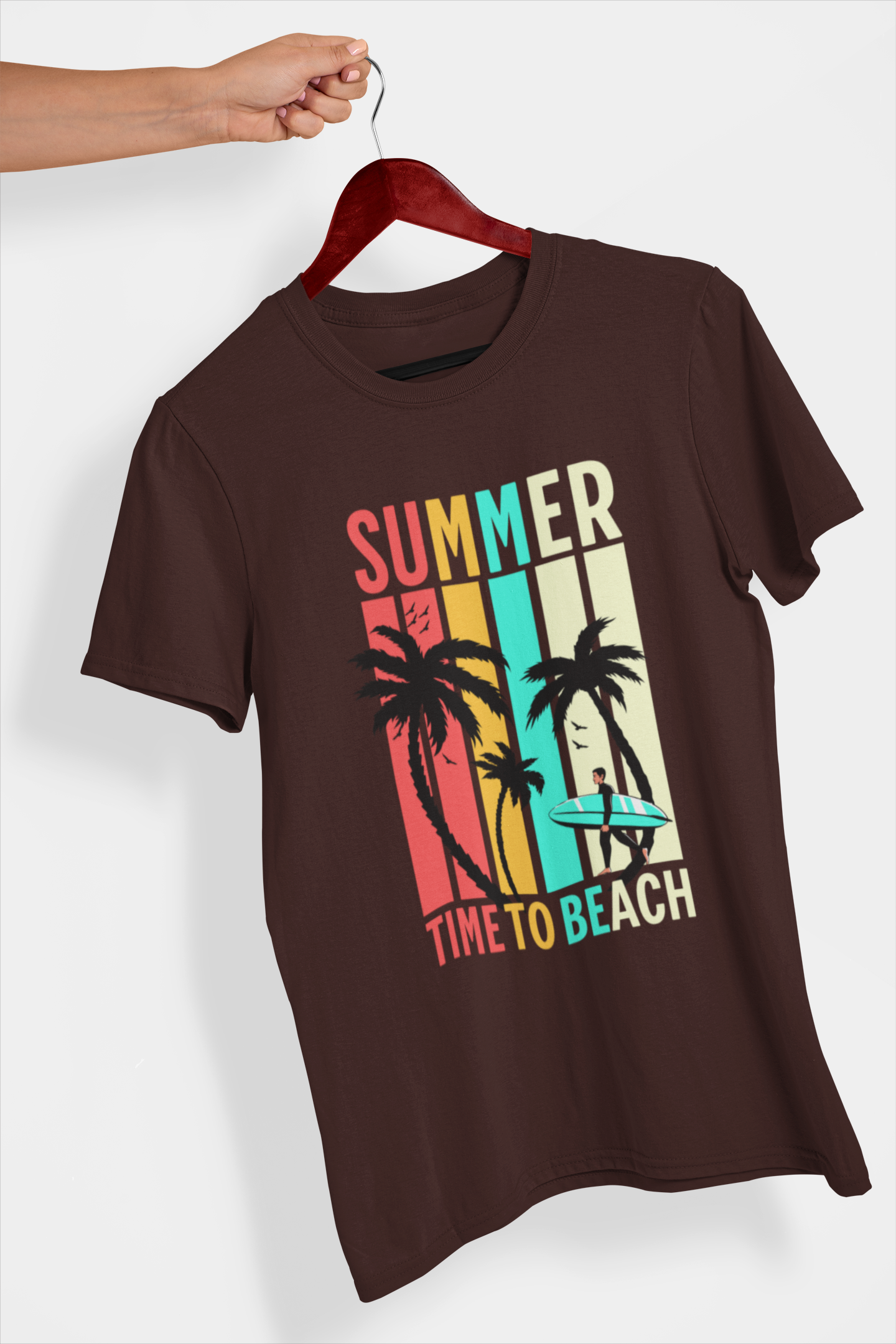 Time To Beach Women's Printed T-Shirt Espresso Brown High & Humble Enterprises