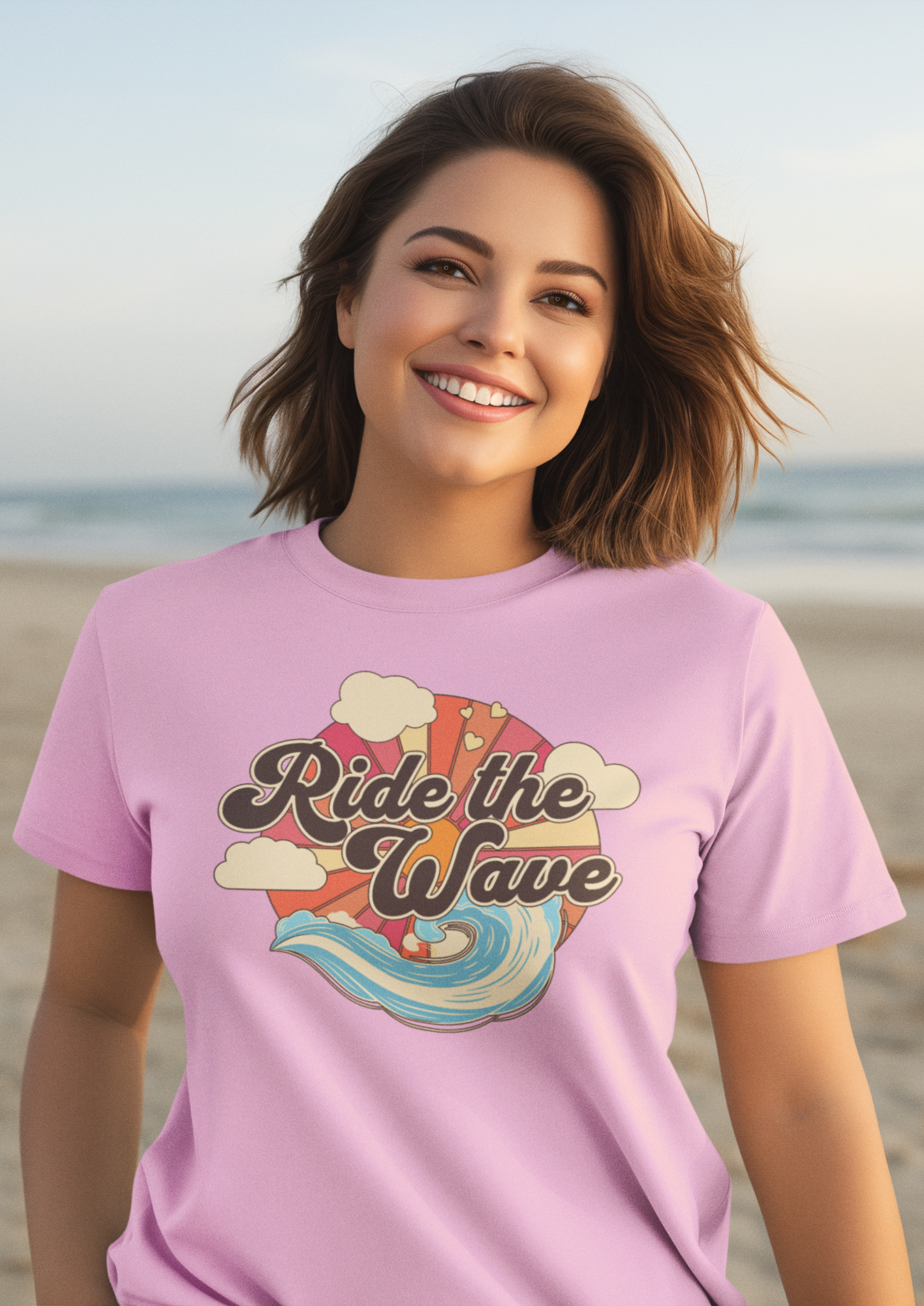 Ride The Wave Women's Printed T-Shirt Blossom Blush High & Humble Enterprises