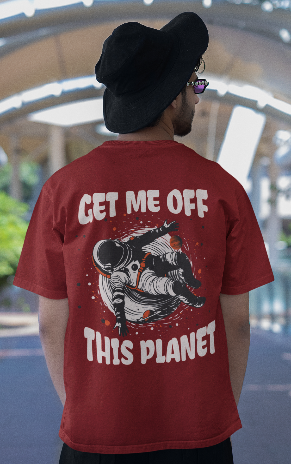 Get Me Off This Planet Men's Oversized Printed T-Shirt