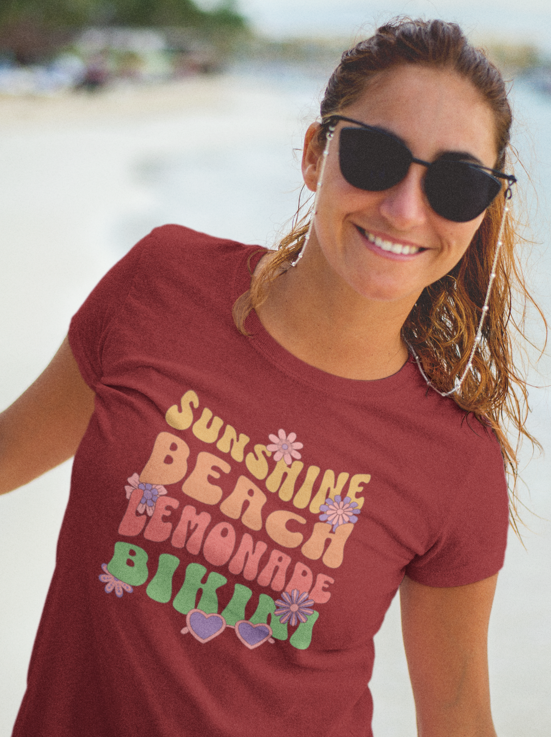 Beach Essentials Women's Printed T-Shirt Lannister Maroon High & Humble Enterprises