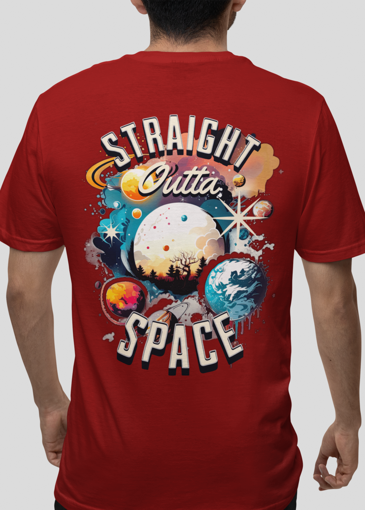 Straight Out Of Space Men's Oversized Printed T-Shirt