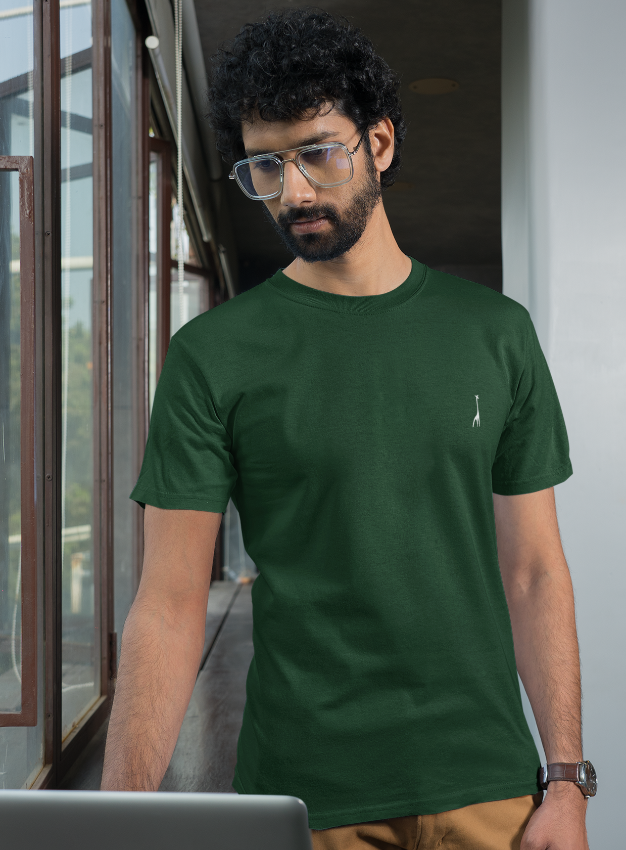 Men's Classic Moss Green Solid T-Shirt High & Humble