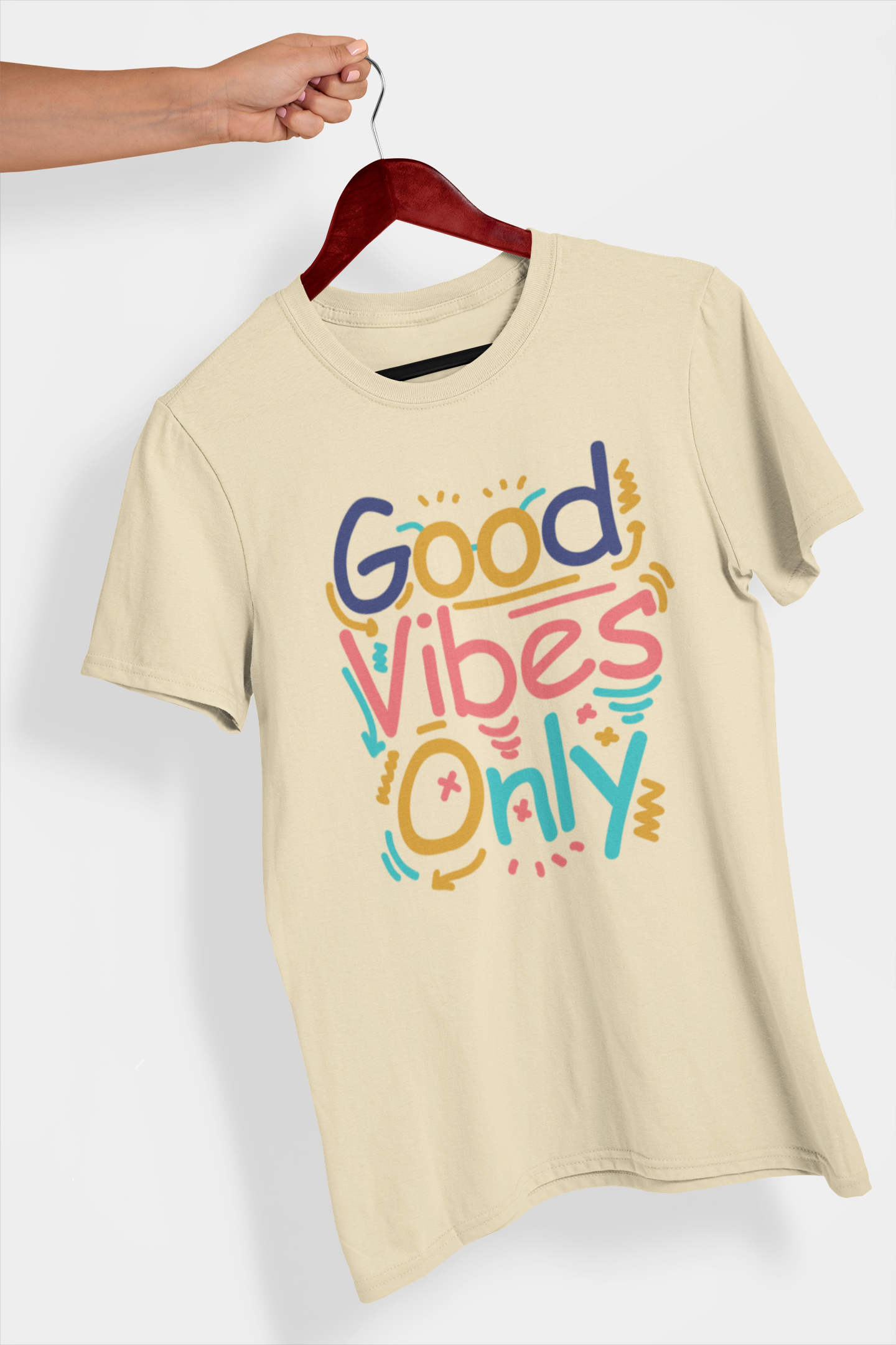 Good Vibes Only Men's Printed T-shirt Dune Beige High & Humble