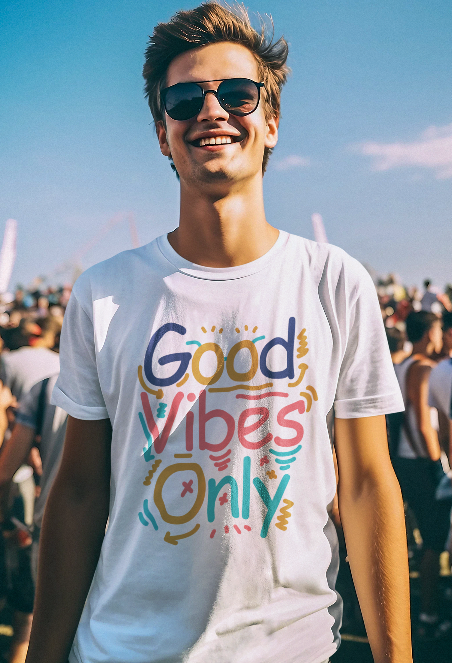 Good Vibes Only Men's Printed T-shirt White Walker High & Humble