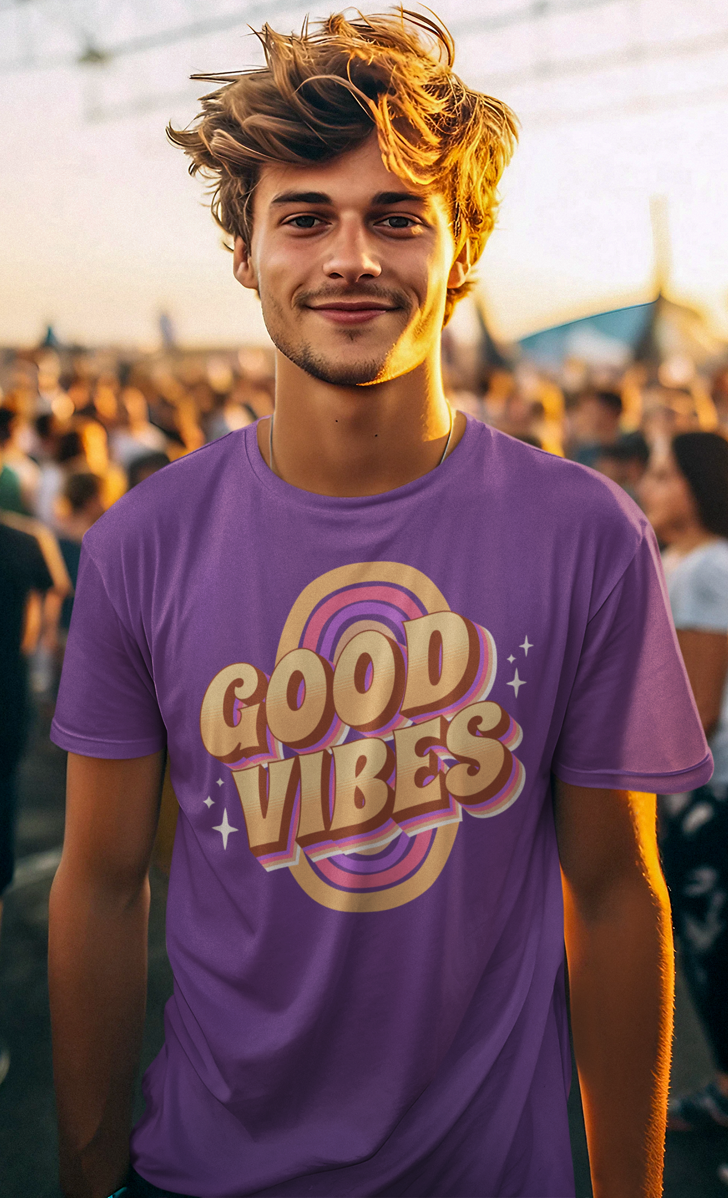 Good Vibes Men's Printed T-shirt Purple Haze High & Humble