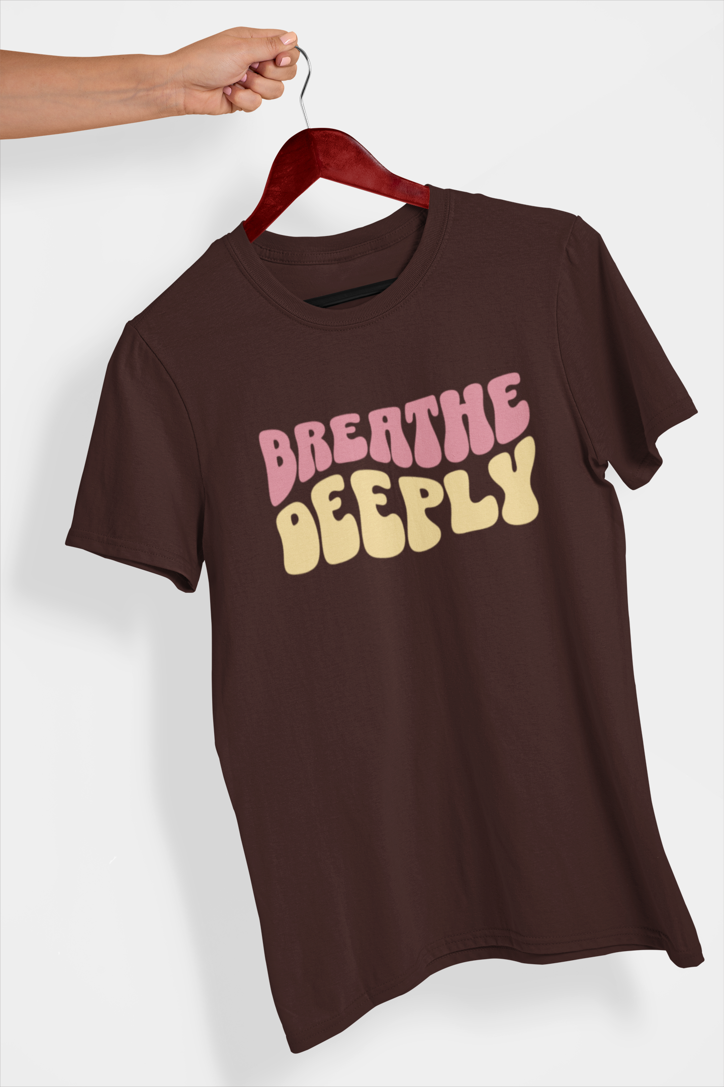 Breathe Deeply Printed T-shirt Espresso Brown High & Humble