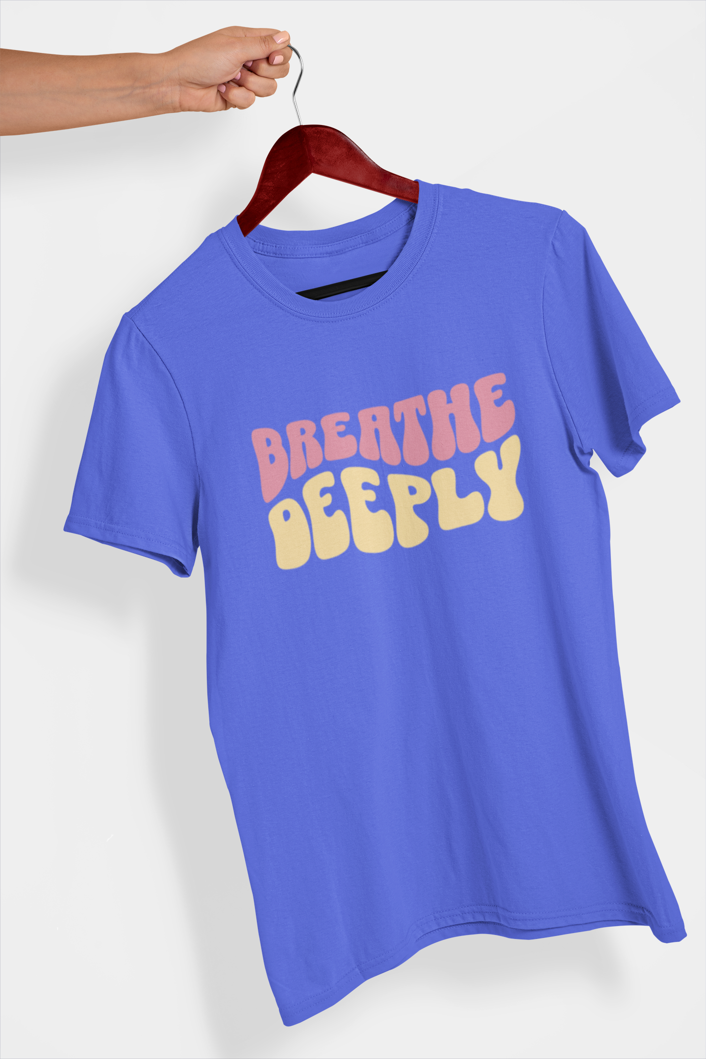 Breathe Deeply Printed T-shirt Blueberry Blitz High & Humble