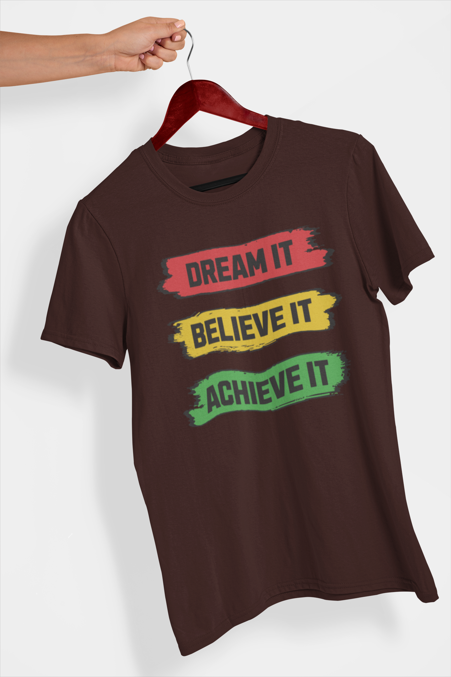 Dream, Believe, Achieve Men's Printed T-shirt Espresso Brown High & Humble