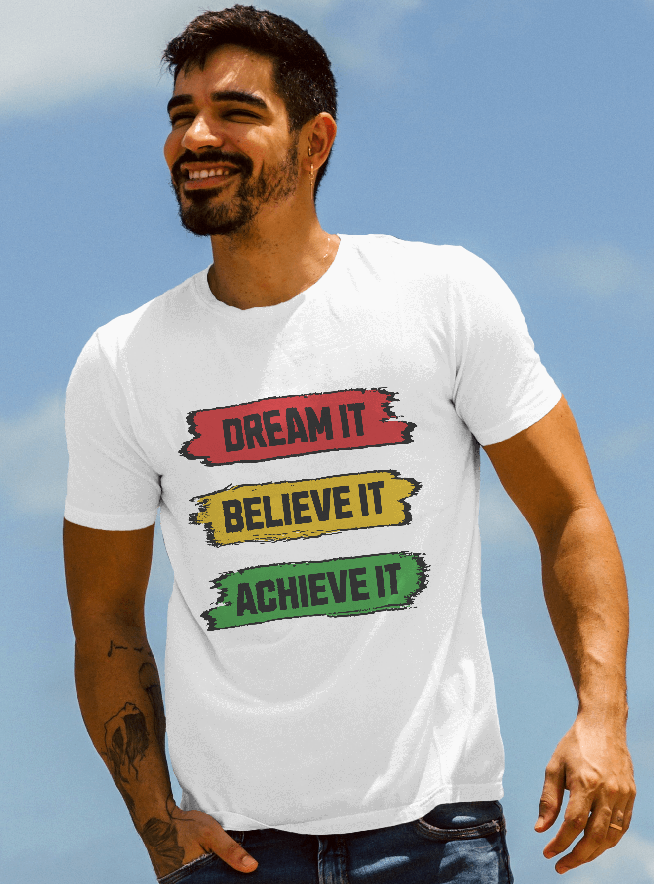 Dream, Believe, Achieve Men's Printed T-shirt White Walker High & Humble