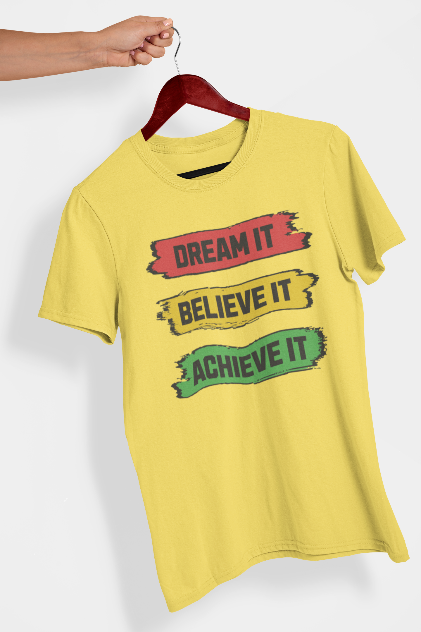 Dream, Believe, Achieve Men's Printed T-shirt Banana Bonanza High & Humble