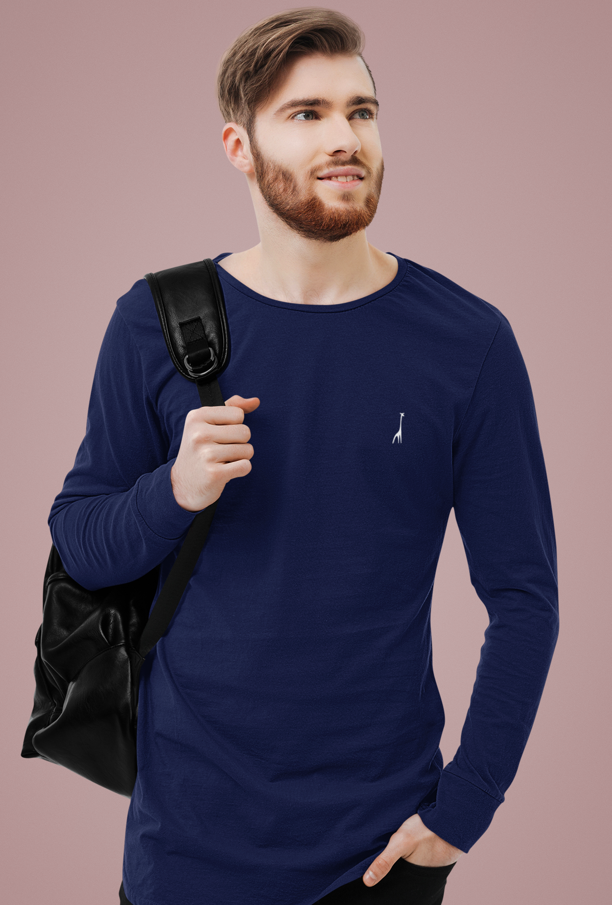 Men's Full Sleeve Midnight Blue Solid T-Shirt High & Humble