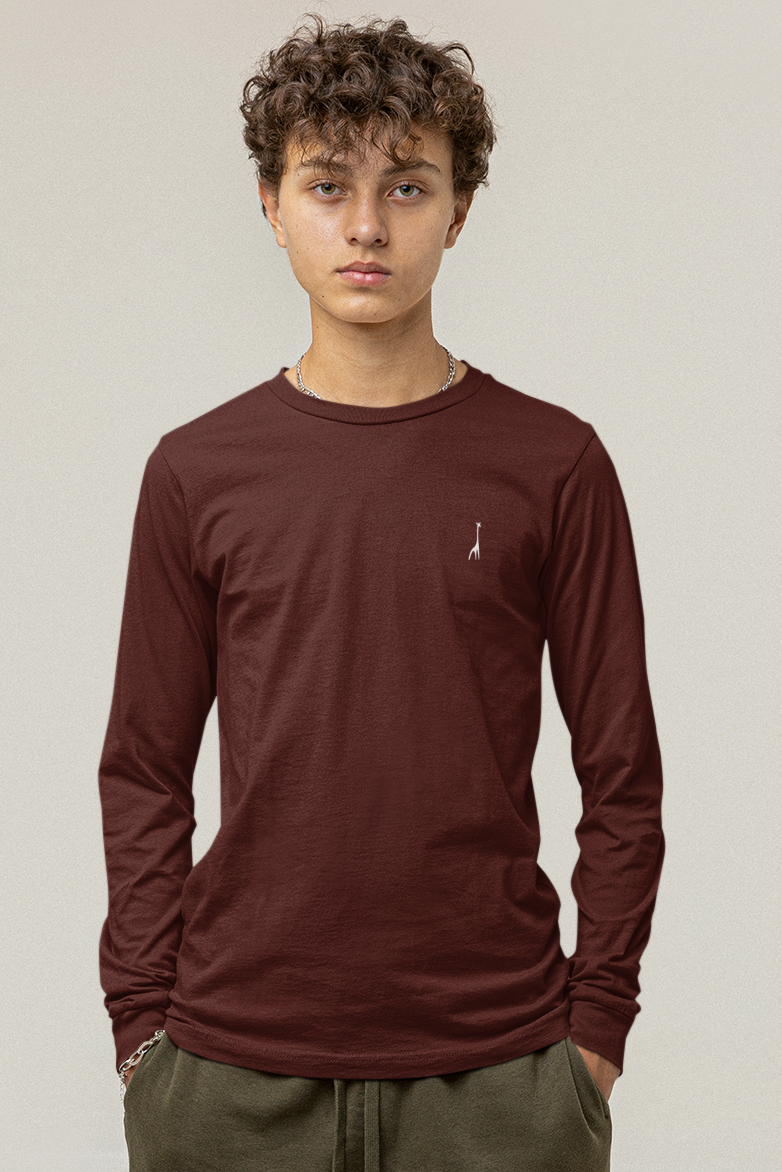 Men's Full Sleeve Lannister Maroon Solid T-Shirt High & Humble