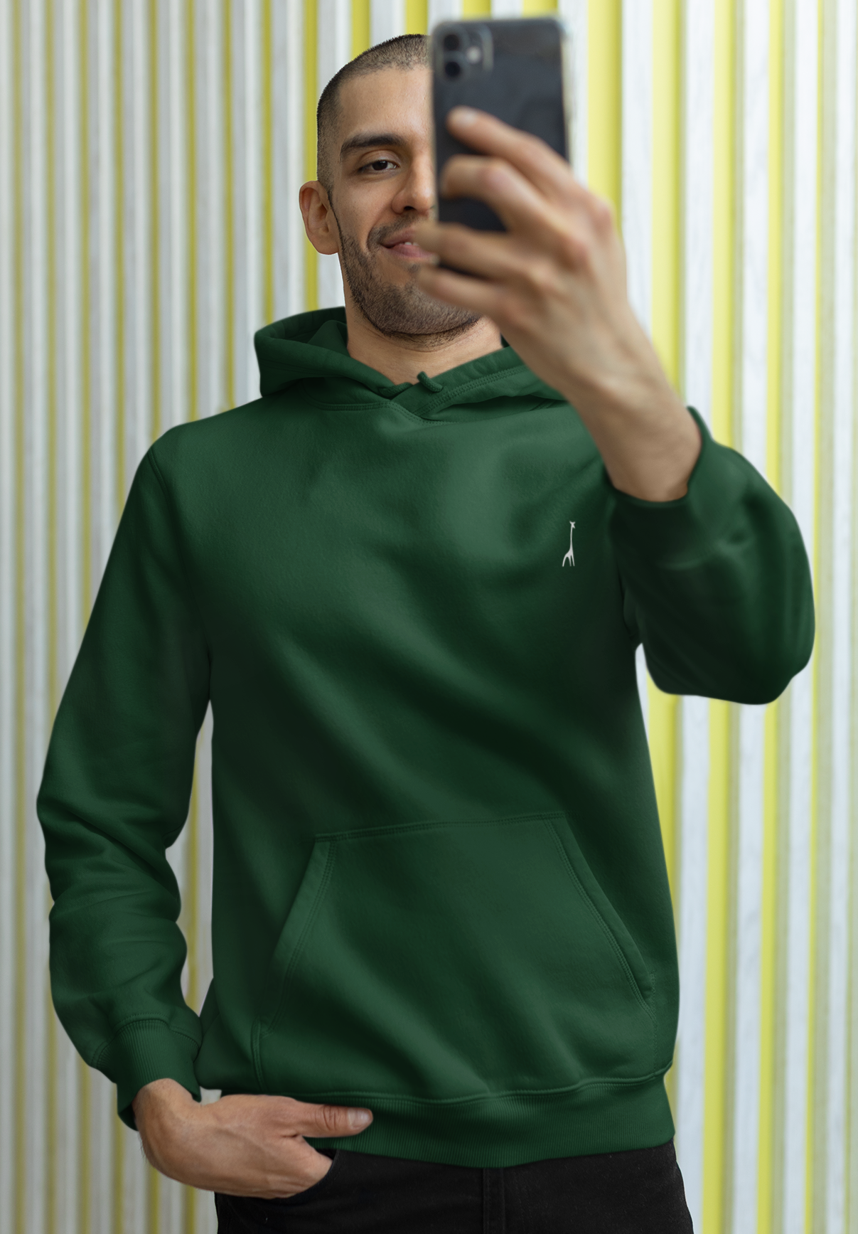 Men's Moss Green Solid Hoodie High & Humble