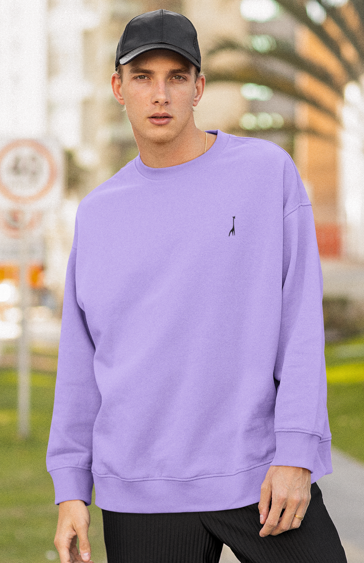 Men's Oversized Lilac Whisper Solid Sweatshirt High & Humble