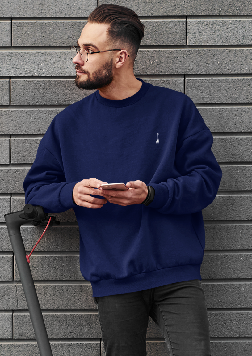 Men's Oversized Midnight Blue Solid Sweatshirt High & Humble