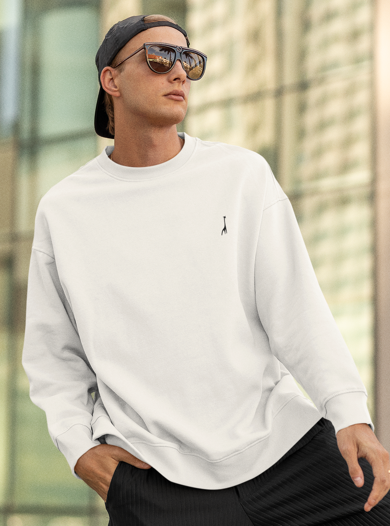 Men's Oversized White Walker Solid Sweatshirt High & Humble