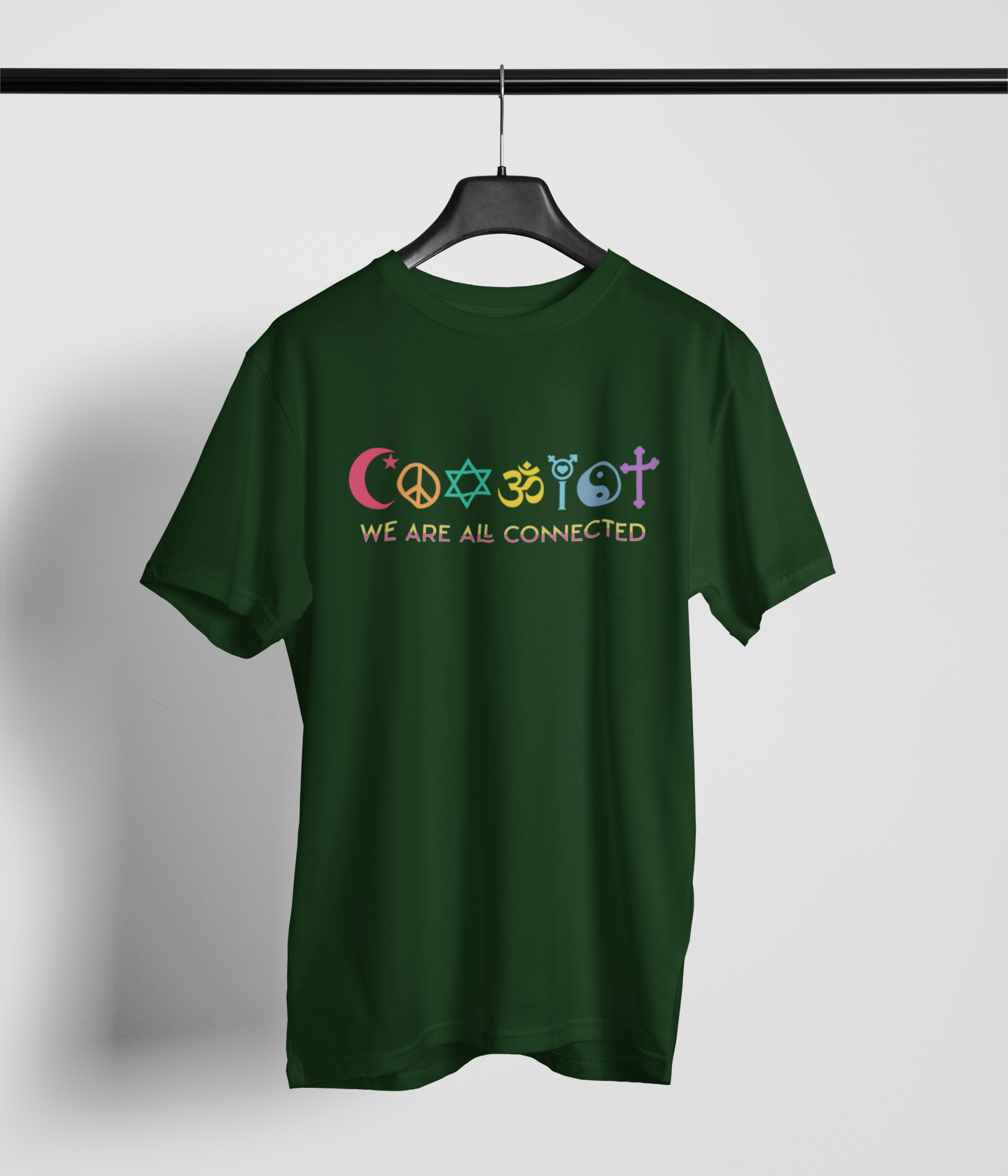 We are all Connected Men's Oversized Printed T-Shirt Moss Green High & Humble