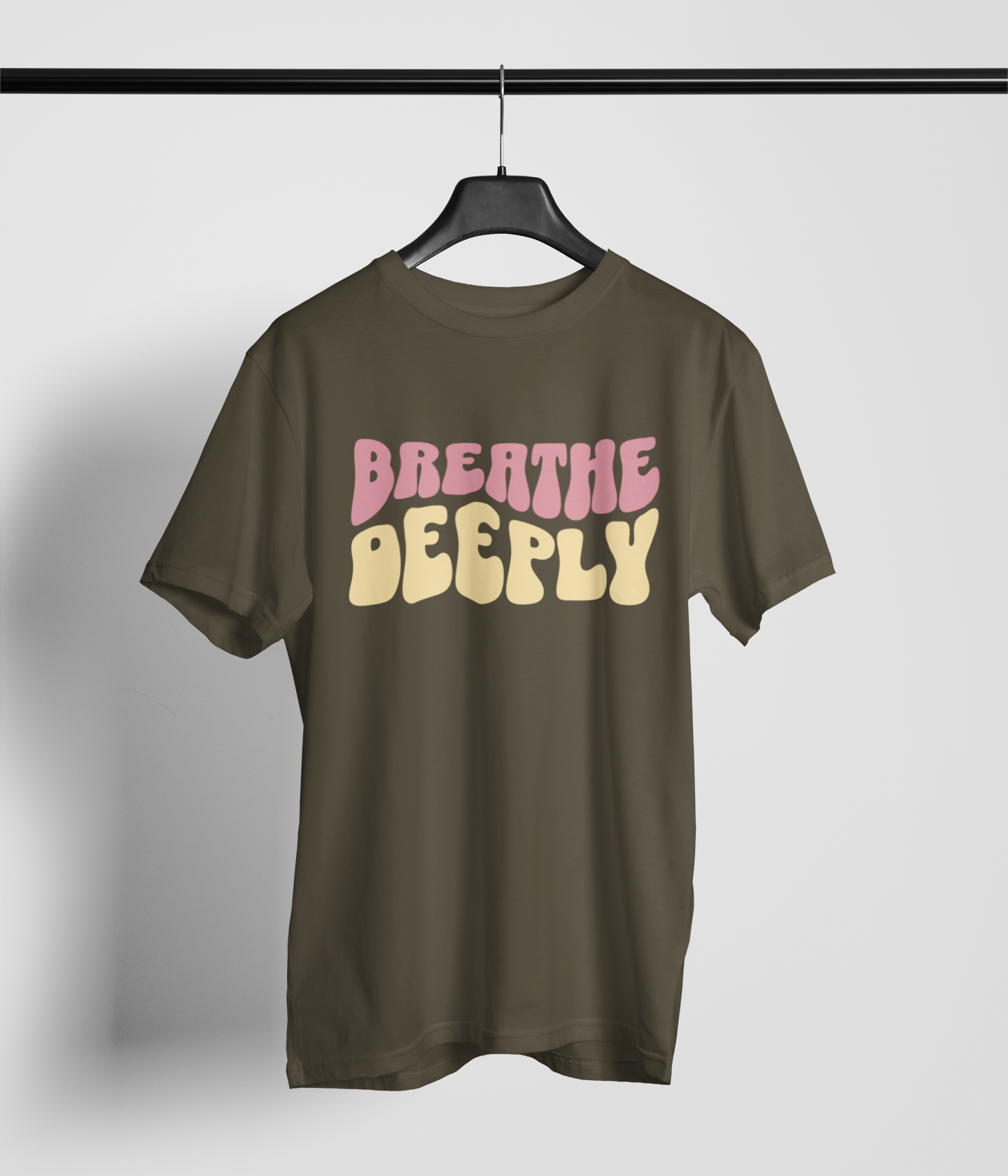 Breathe Deeply Men's Oversized Printed T-Shirt Hipster Olive High & Humble