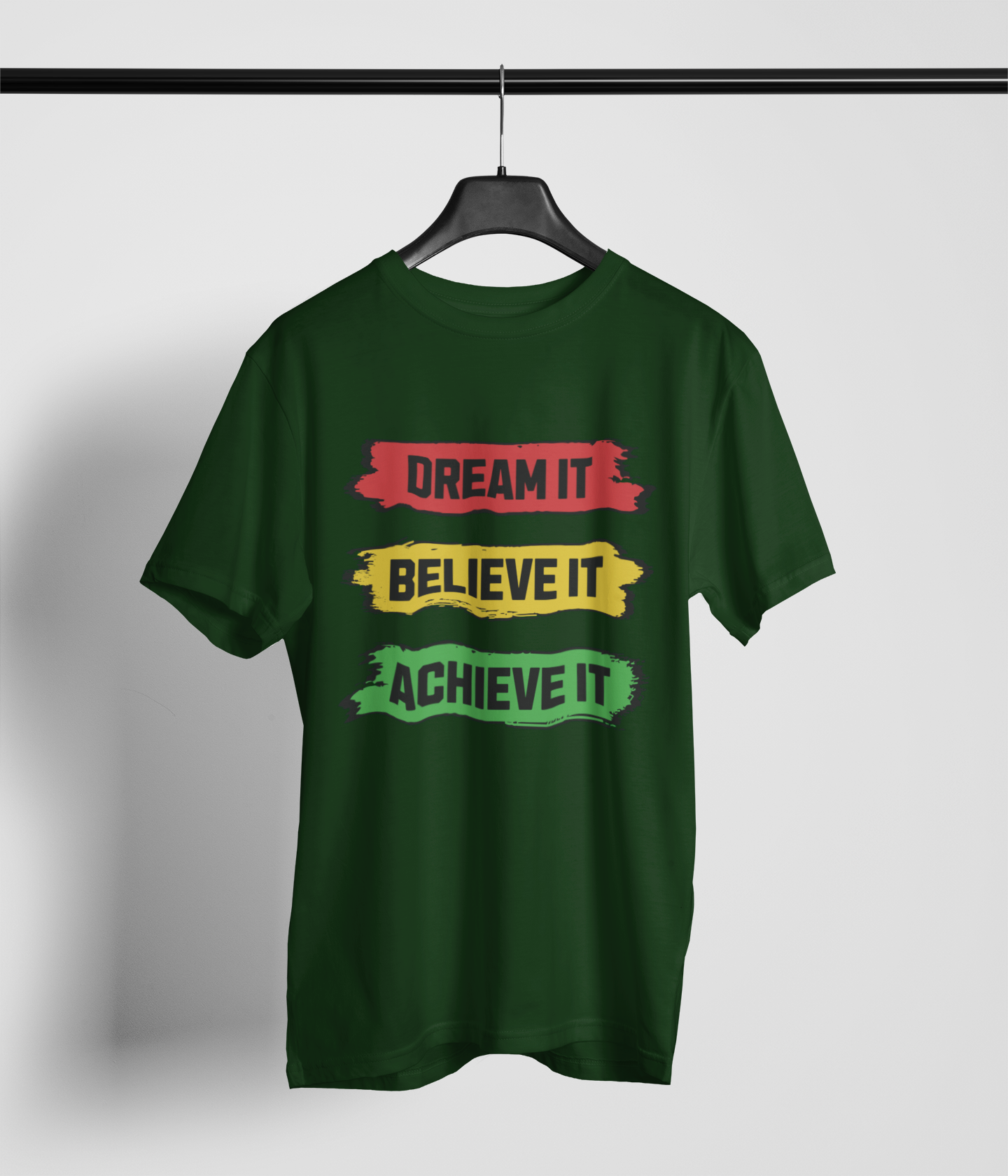 Dream Believe Achieve Men's Oversized Printed T-Shirt Moss Green High & Humble