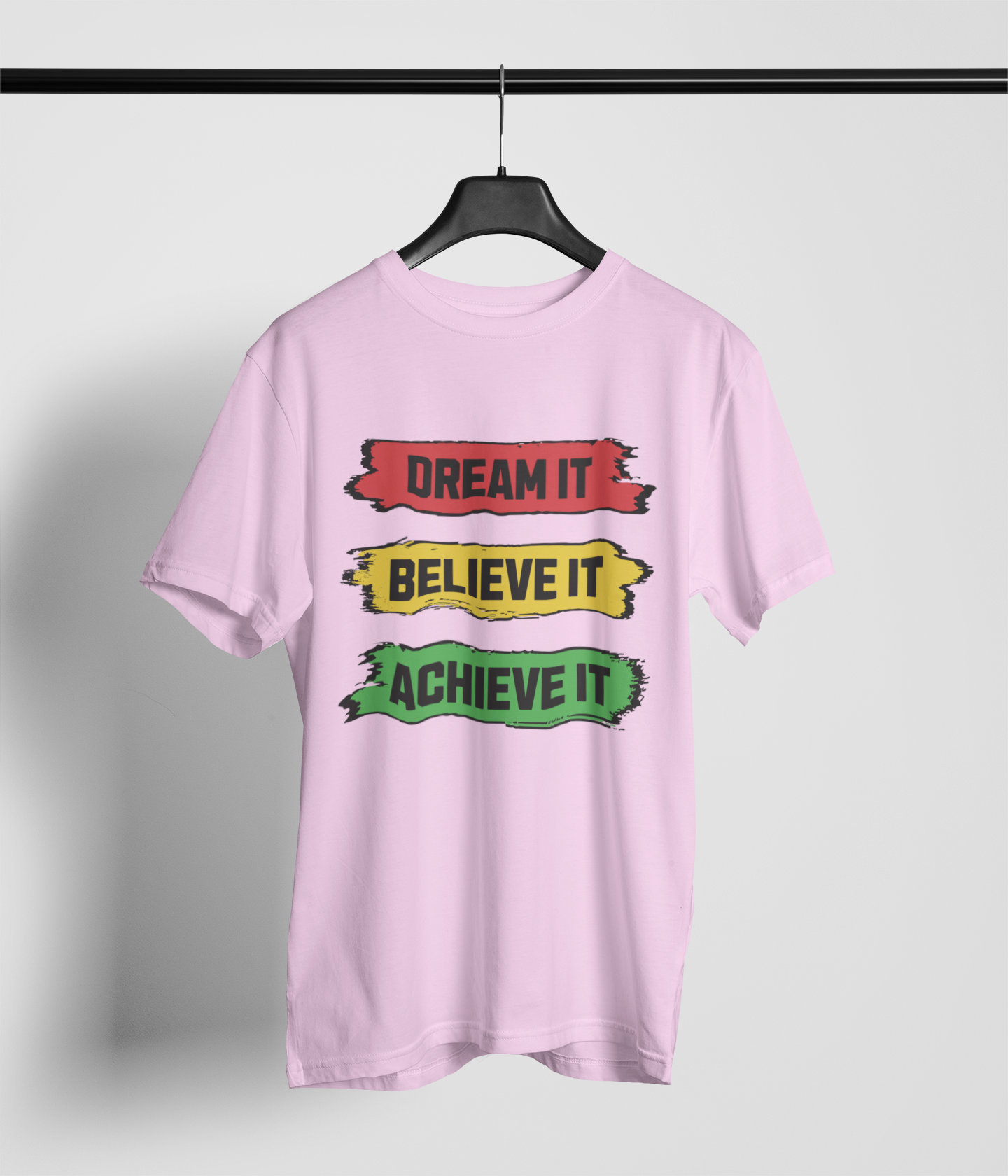 Dream Believe Achieve Men's Oversized Printed T-Shirt Blossom Blush High & Humble