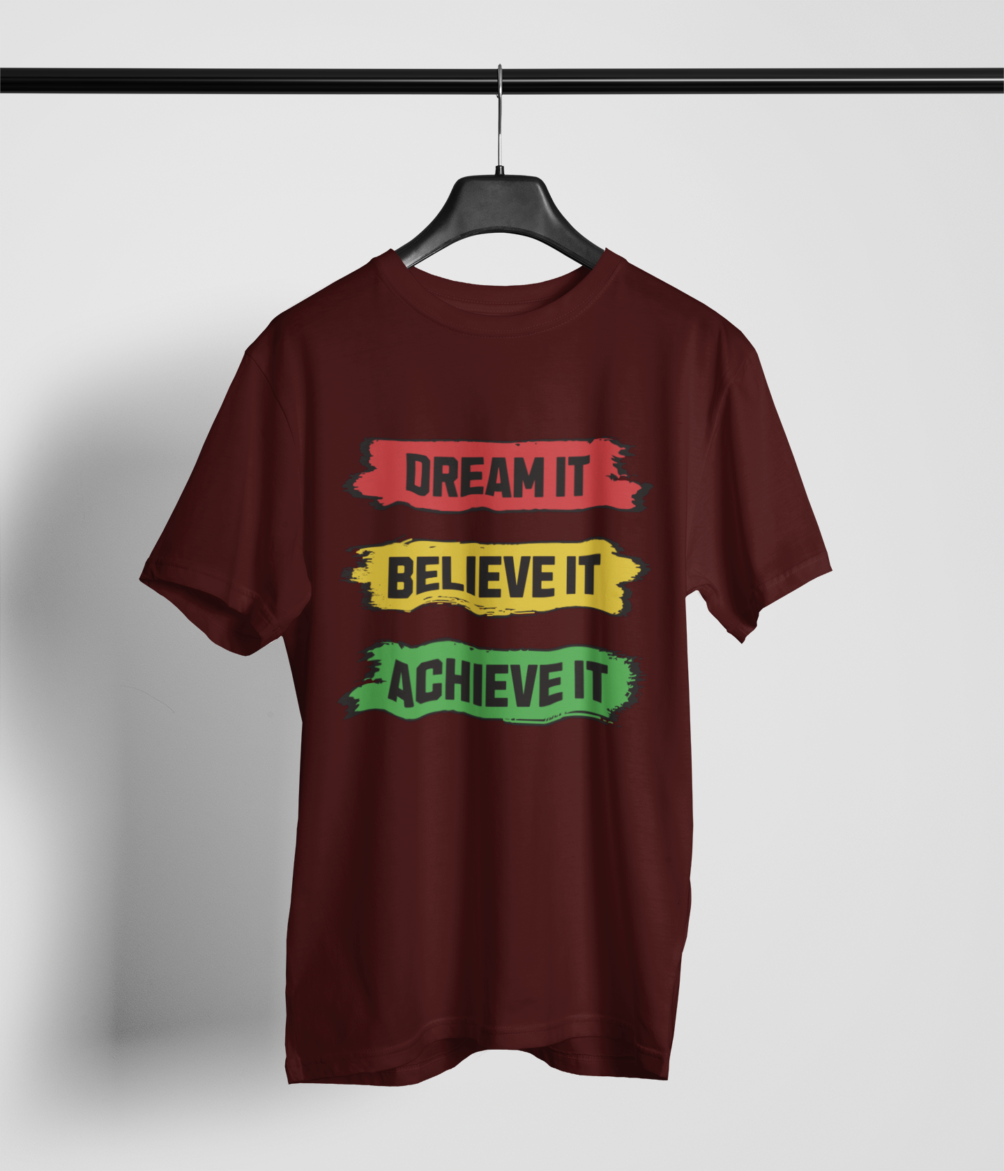 Dream Believe Achieve Men's Oversized Printed T-Shirt Lannister Maroon High & Humble