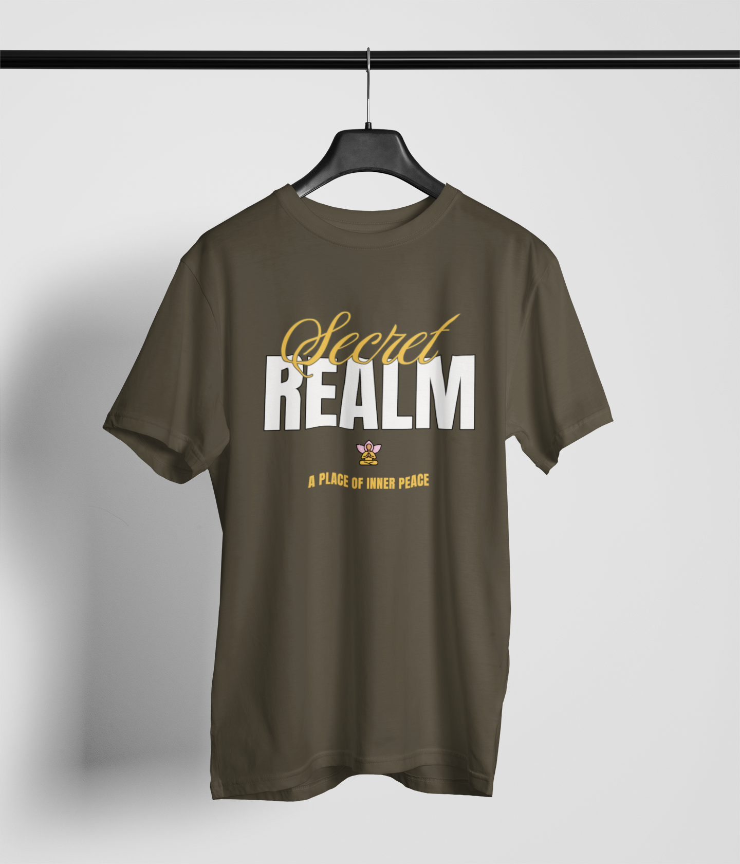 Secret Realm Men's Oversized Printed T-Shirt Hipster Olive High & Humble