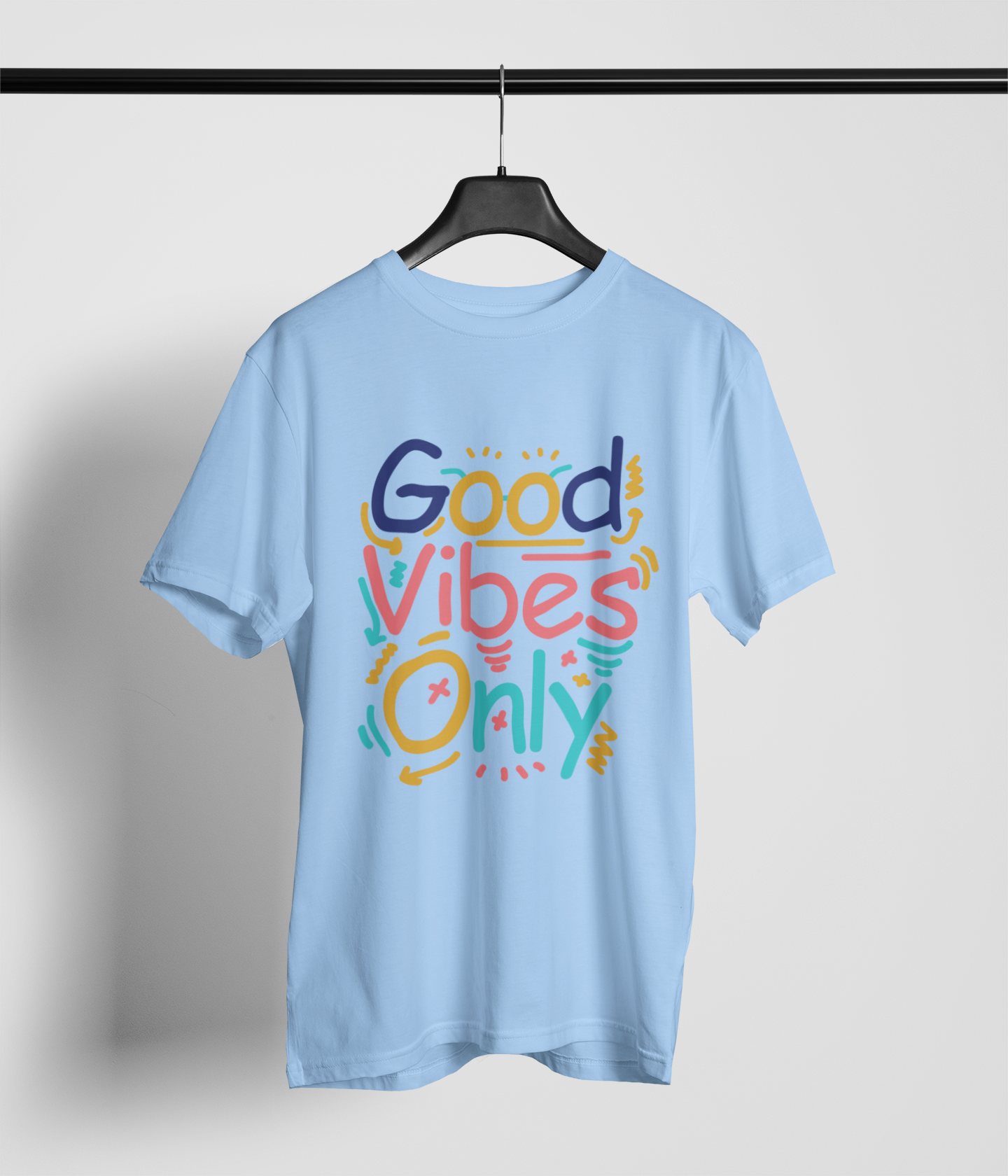 Good Vibes Only Men's Oversized Printed T-Shirt Bubbles Blue High & Humble