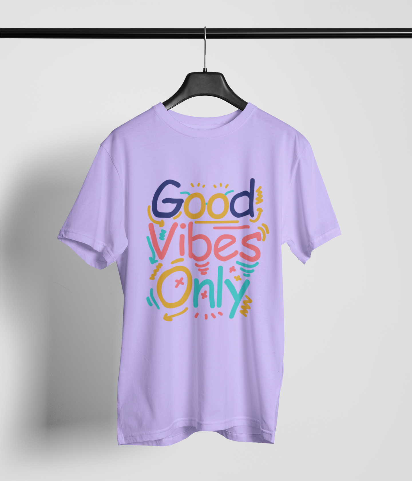 Good Vibes Only Men's Oversized Printed T-Shirt Lilac Whisper High & Humble