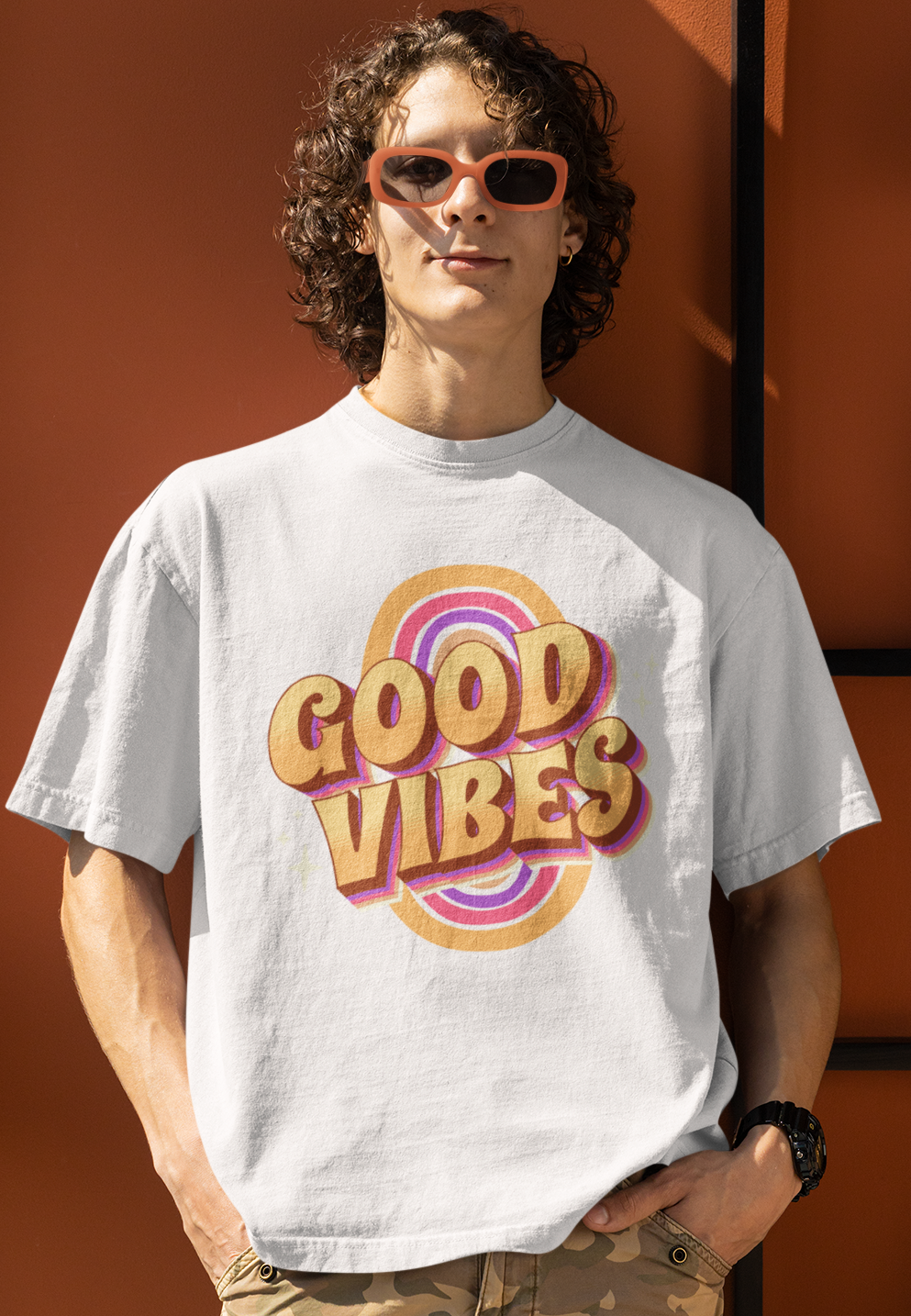 Good Vibes Men's Oversized Printed T-Shirt White Walker High & Humble