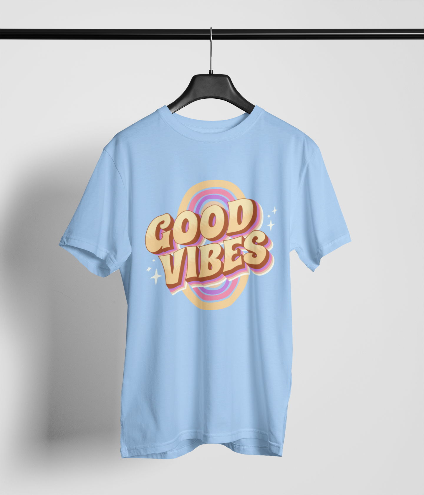 Good Vibes Men's Oversized Printed T-Shirt Bubbles Blue High & Humble