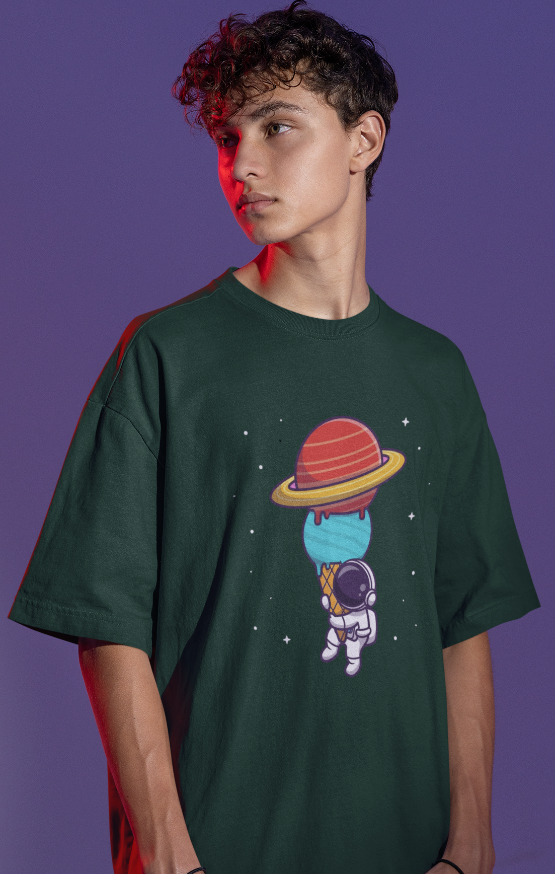 Moon Child Men's Oversized Printed T-Shirt Moss Green High & Humble