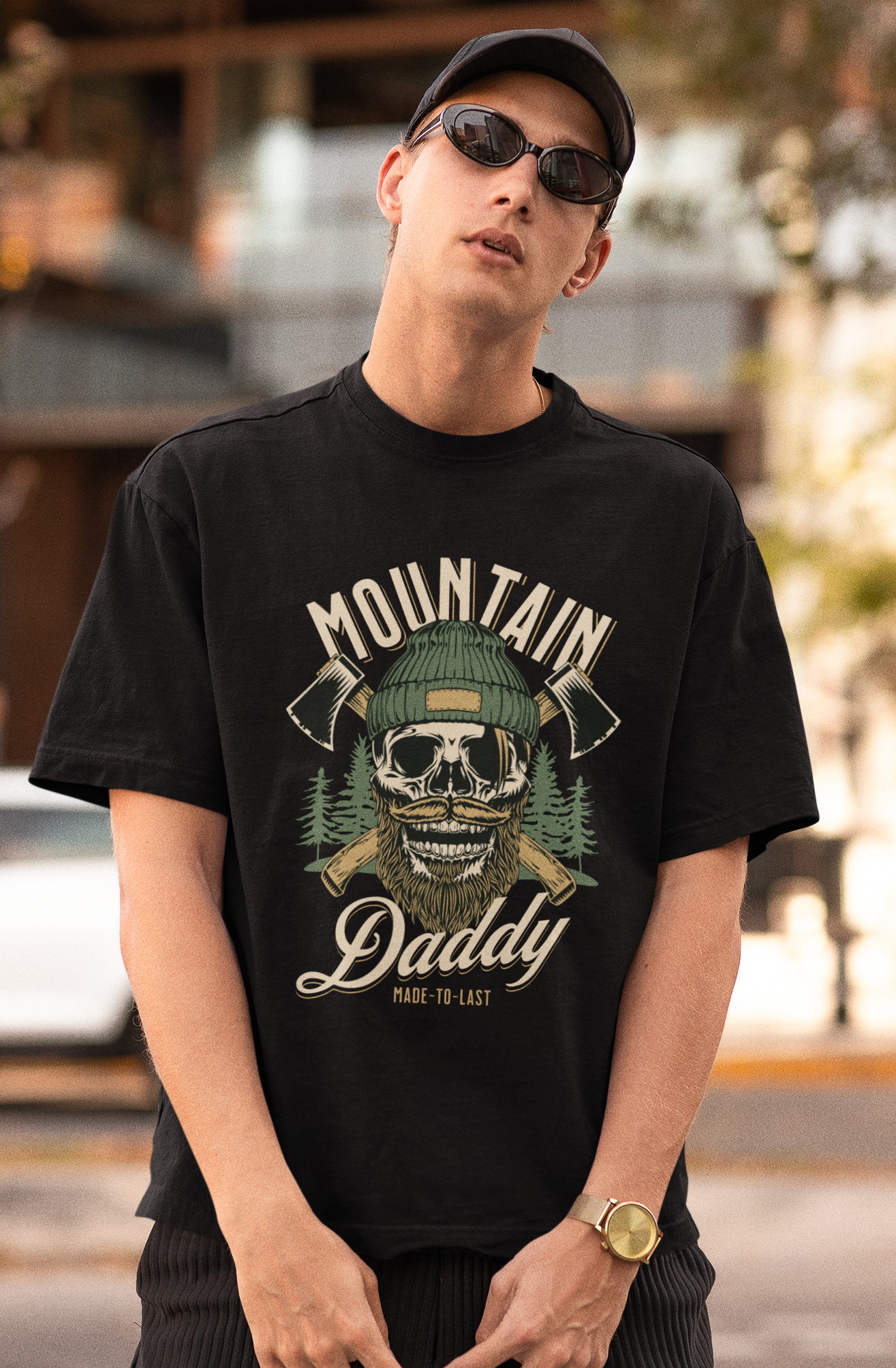 Mountain Daddy Men's Oversized Printed T-Shirt Venom Black High & Humble