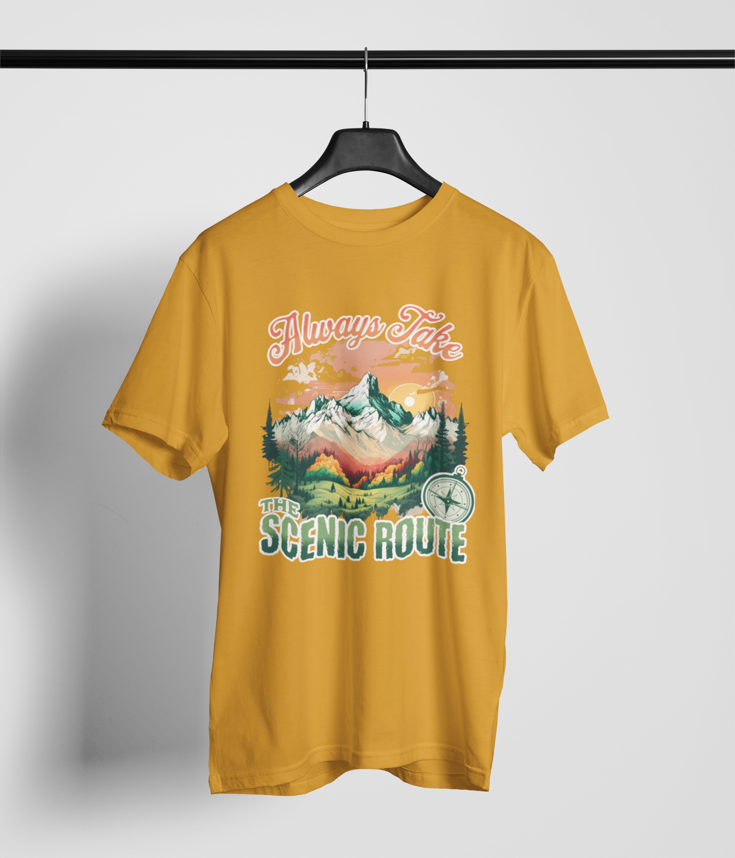 Scenic Route Men's Oversized Printed T-Shirt Sunshine Yellow High & Humble