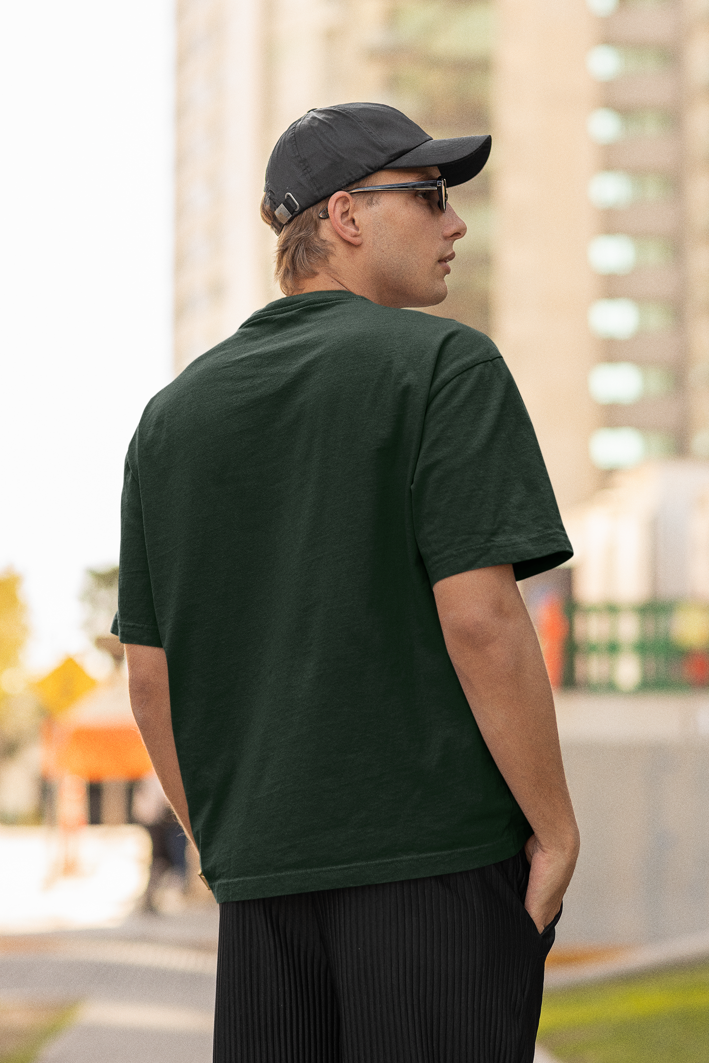 Men's Oversized Moss Green Solid T-Shirt High & Humble