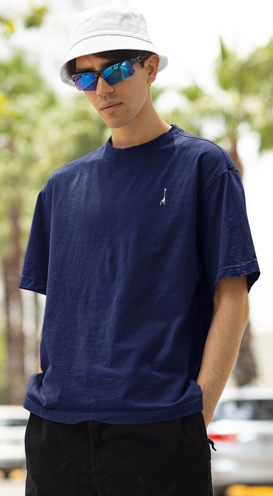 Men's Oversized Midnight Blue Solid T-Shirt High & Humble