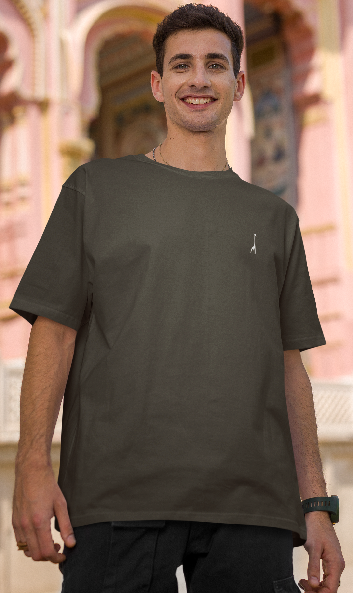 Men's Oversized Hipster Olive Solid T-Shirt High & Humble