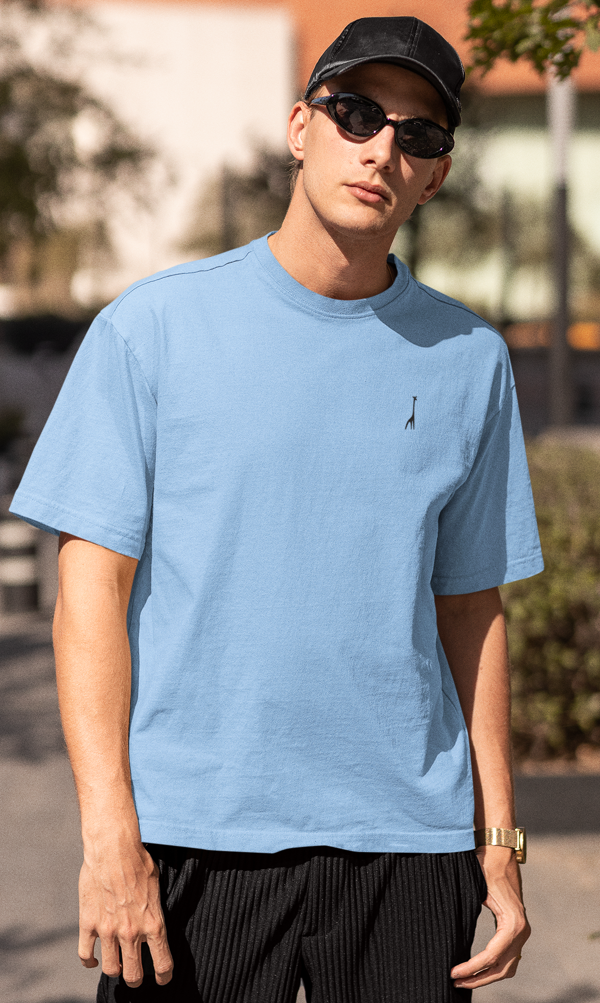 Men's Oversized Bubbles Blue Solid T-Shirt High & Humble