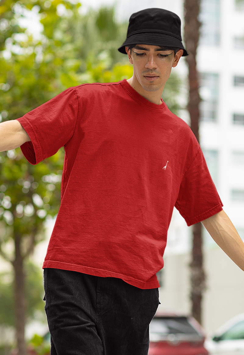 Men's Oversized Spidy Red Solid T-Shirt High & Humble