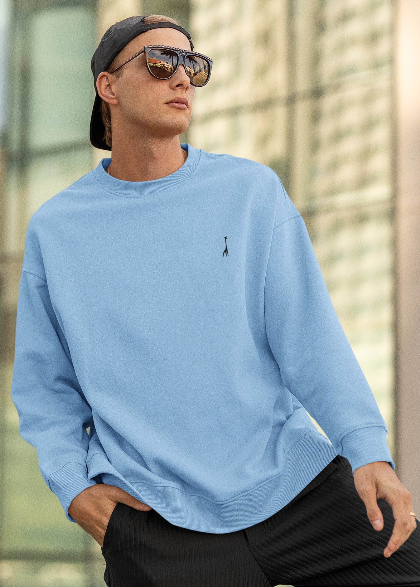 Men's Bubbles Blue Solid Sweatshirt High & Humble