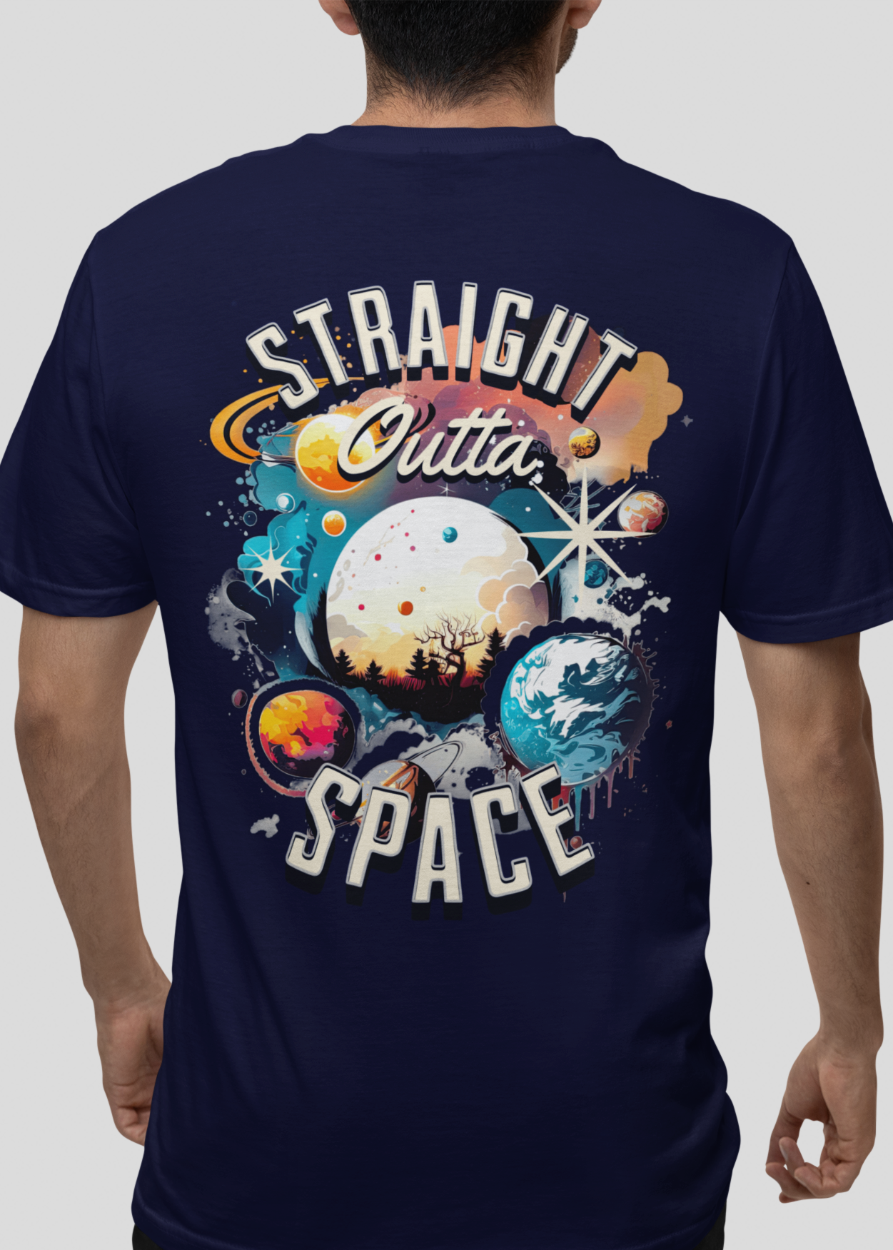 Straight Out Of Space Men's Oversized Printed T-Shirt